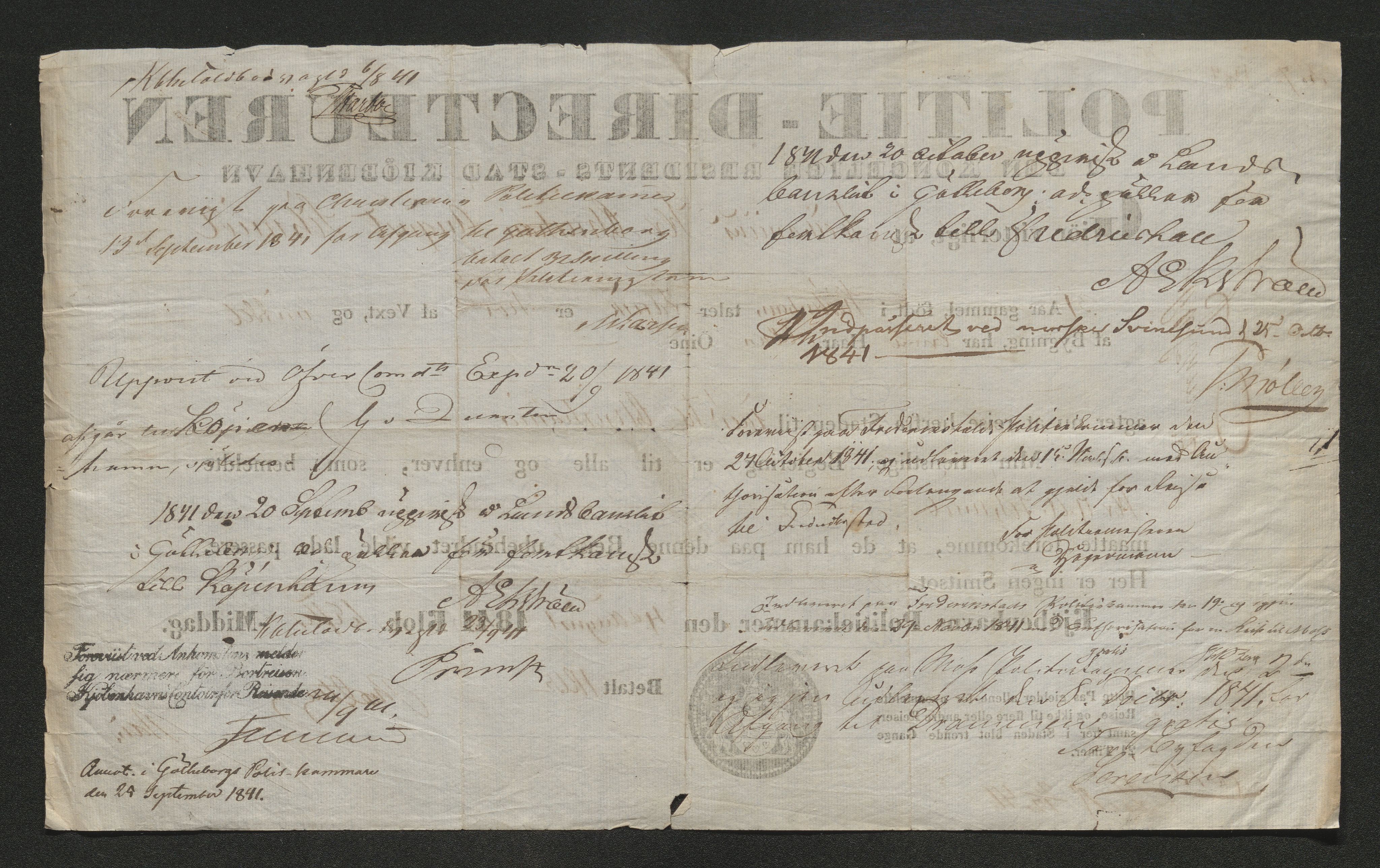 Drammen politikammer, SAKO/A-623/I/Ia/Iab/L0006: Innleverte pass, 1841-1842, p. 309