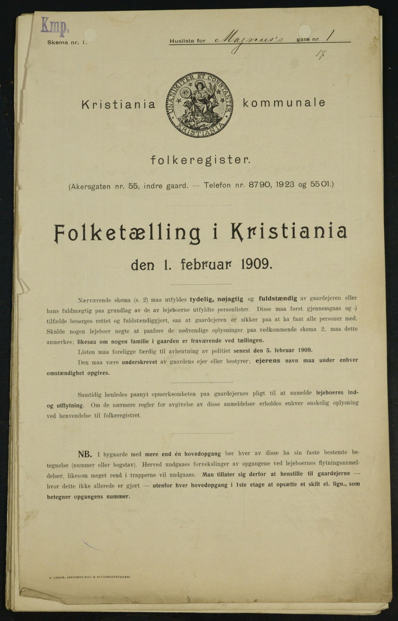OBA, Municipal Census 1909 for Kristiania, 1909, p. 53840