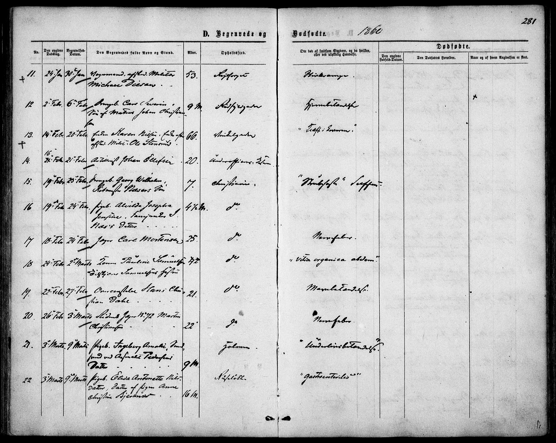 Garnisonsmenigheten Kirkebøker, AV/SAO-A-10846/F/Fa/L0010: Parish register (official) no. 10, 1859-1869, p. 281