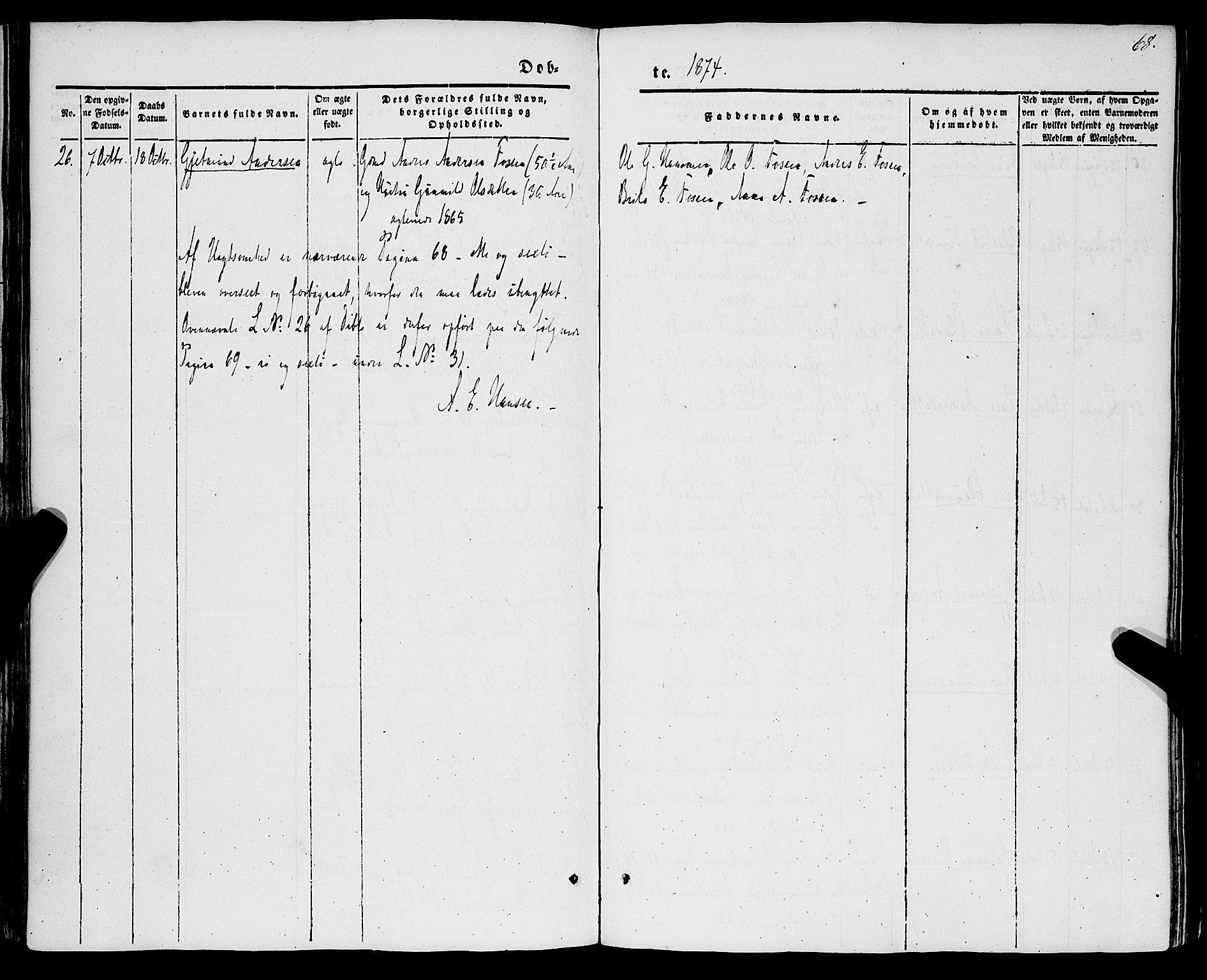 Jostedal sokneprestembete, AV/SAB-A-80601/H/Haa/Haaa/L0005: Parish register (official) no. A 5, 1849-1877, p. 68