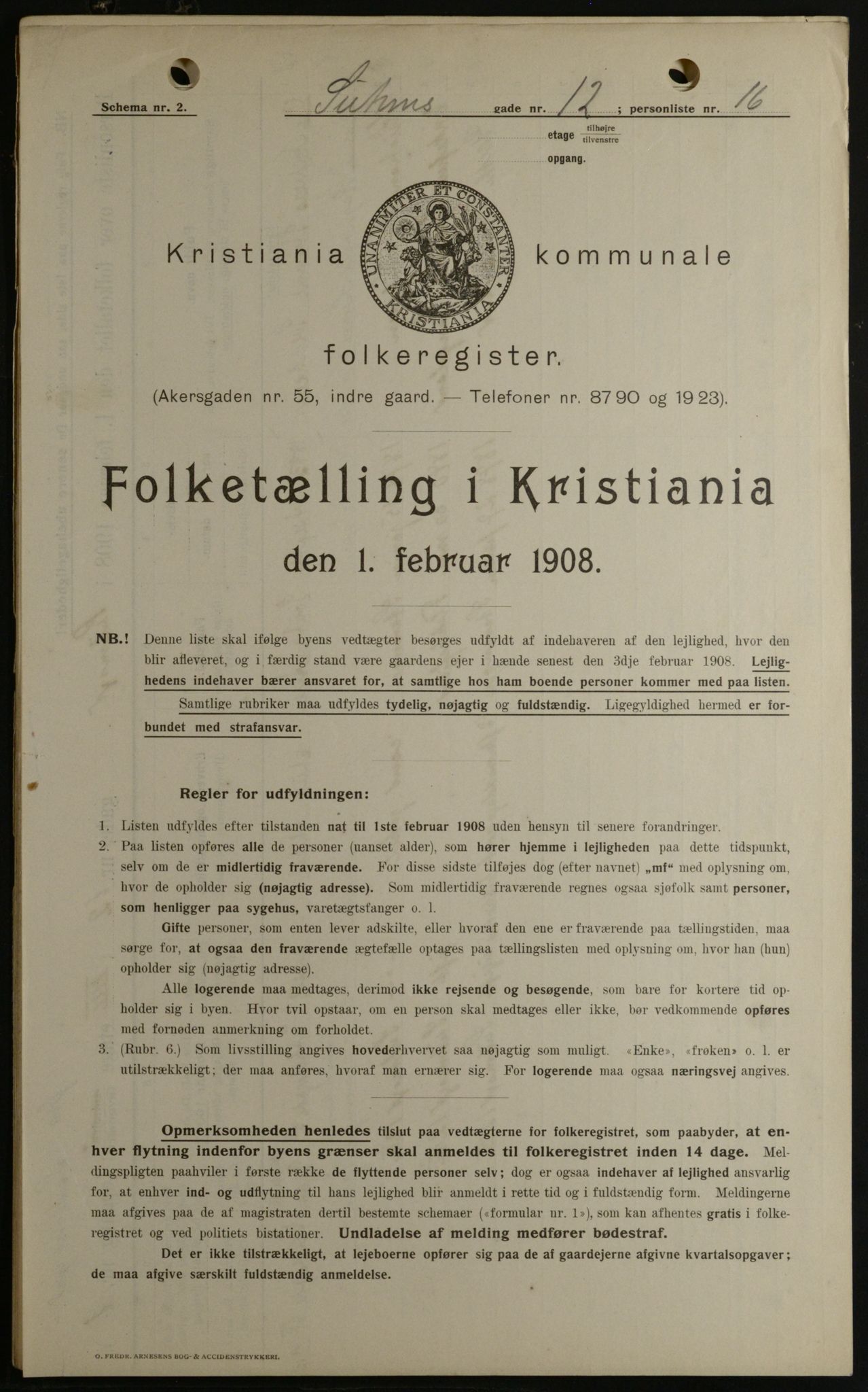 OBA, Municipal Census 1908 for Kristiania, 1908, p. 94093