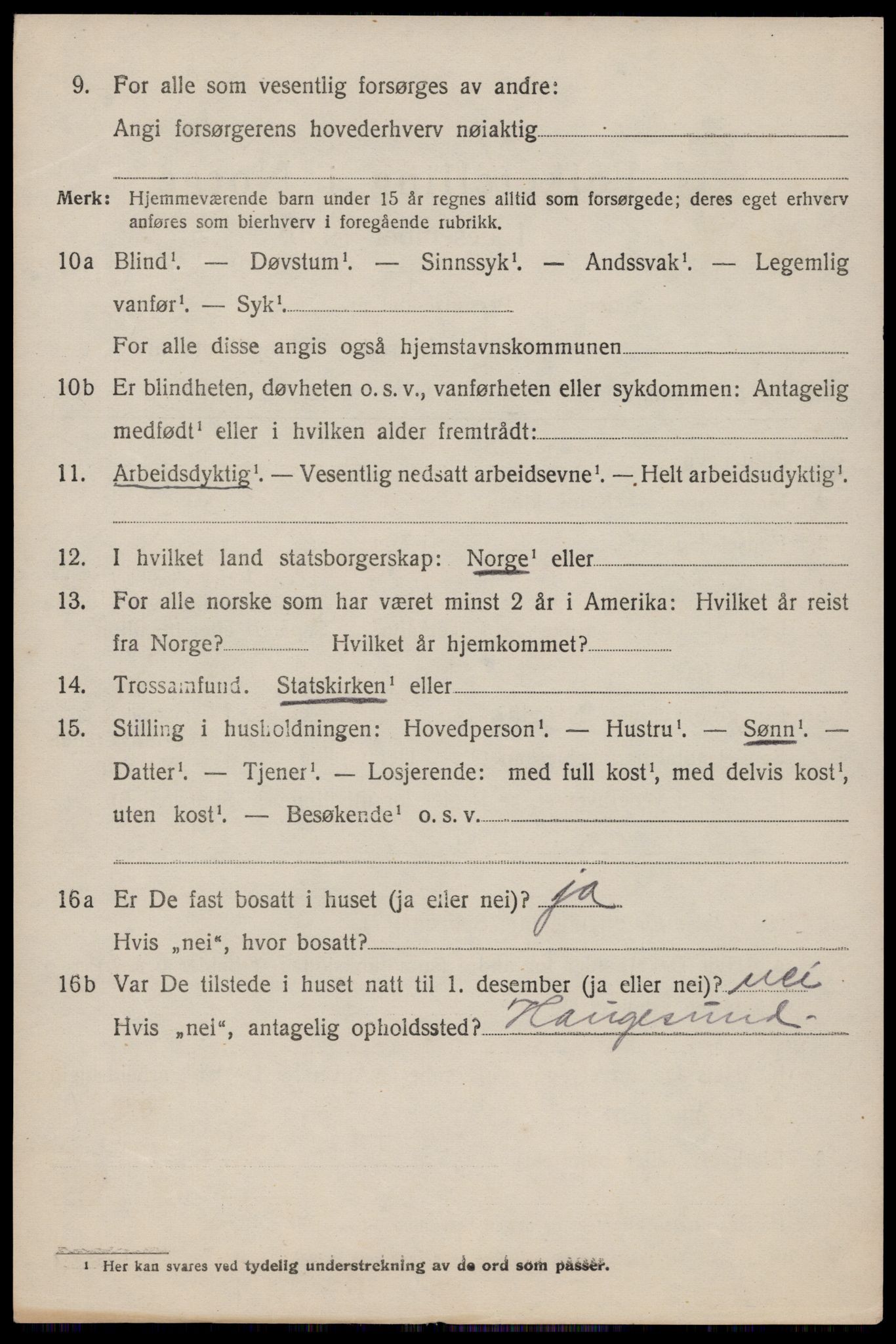 SAST, 1920 census for Avaldsnes, 1920, p. 3520