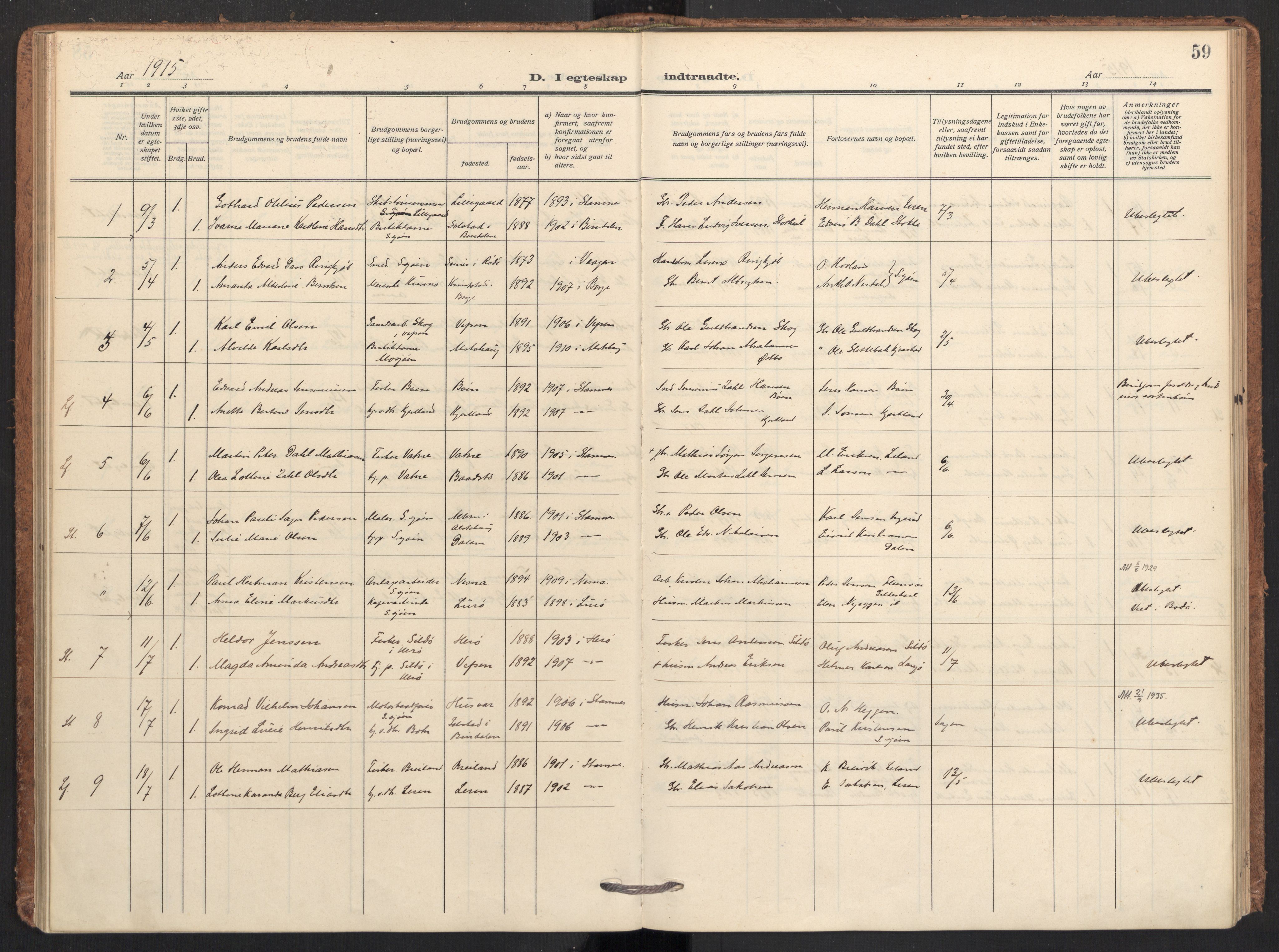 Ministerialprotokoller, klokkerbøker og fødselsregistre - Nordland, AV/SAT-A-1459/831/L0473: Parish register (official) no. 831A04, 1909-1934, p. 59