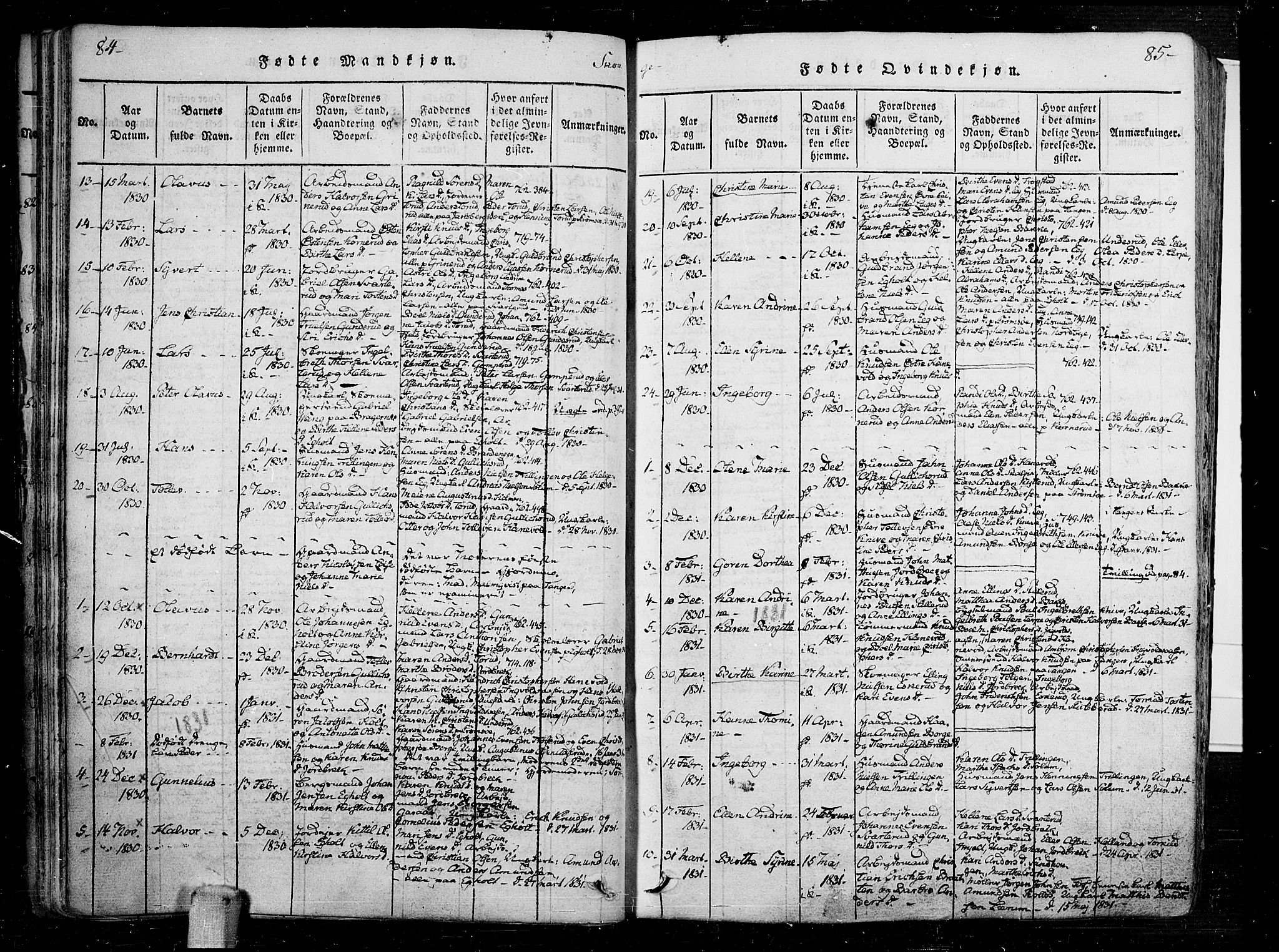 Skoger kirkebøker, AV/SAKO-A-59/F/Fa/L0002: Parish register (official) no. I 2 /1, 1814-1842, p. 84-85