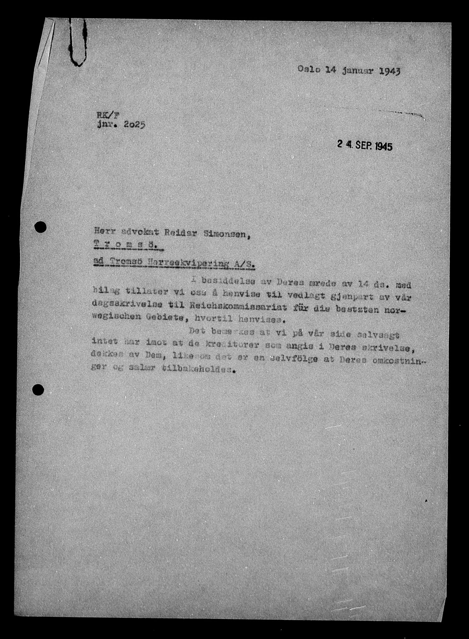 Justisdepartementet, Tilbakeføringskontoret for inndratte formuer, AV/RA-S-1564/H/Hc/Hcb/L0915: --, 1945-1947, p. 289