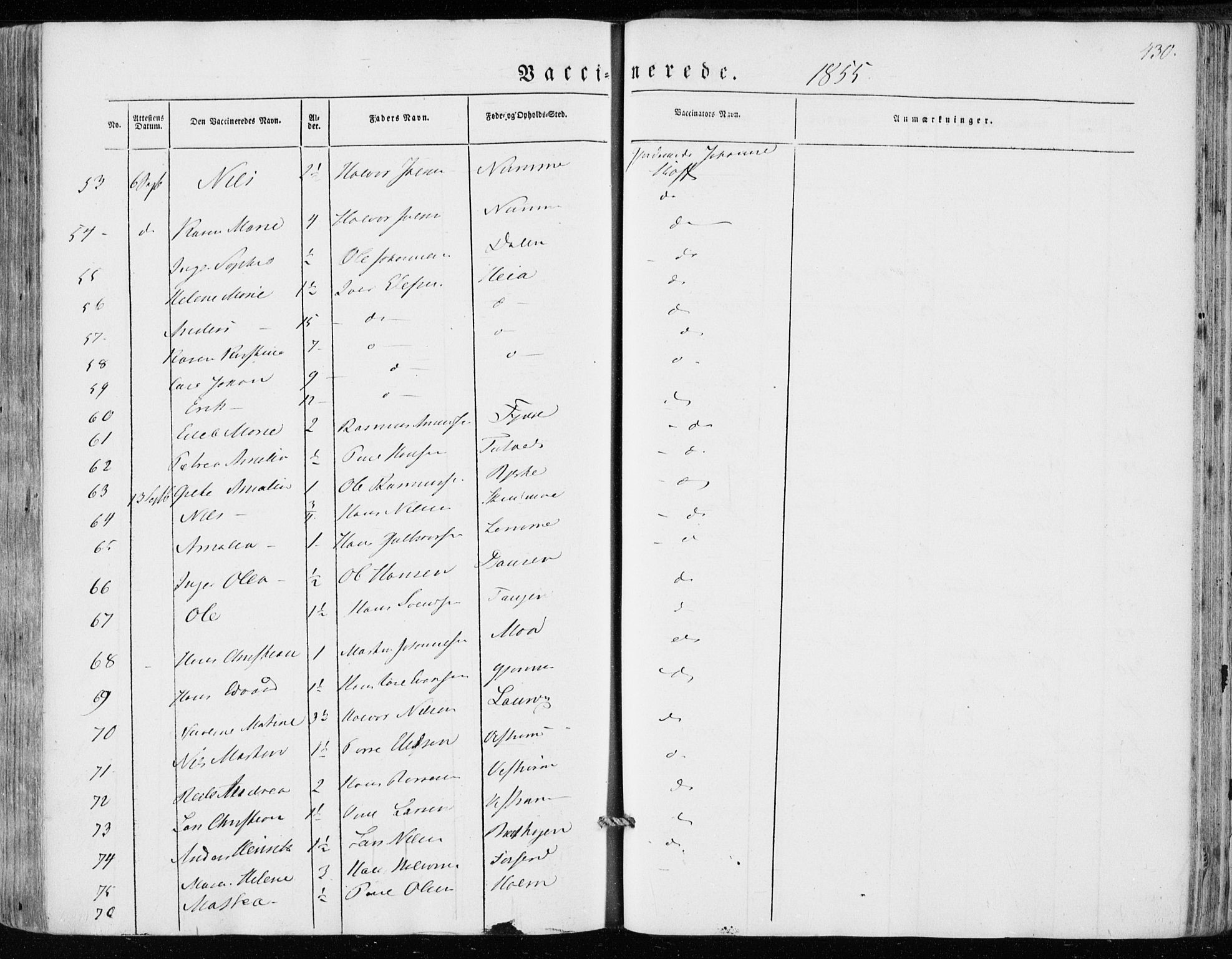 Hedrum kirkebøker, AV/SAKO-A-344/F/Fa/L0006: Parish register (official) no. I 6, 1849-1857, p. 430