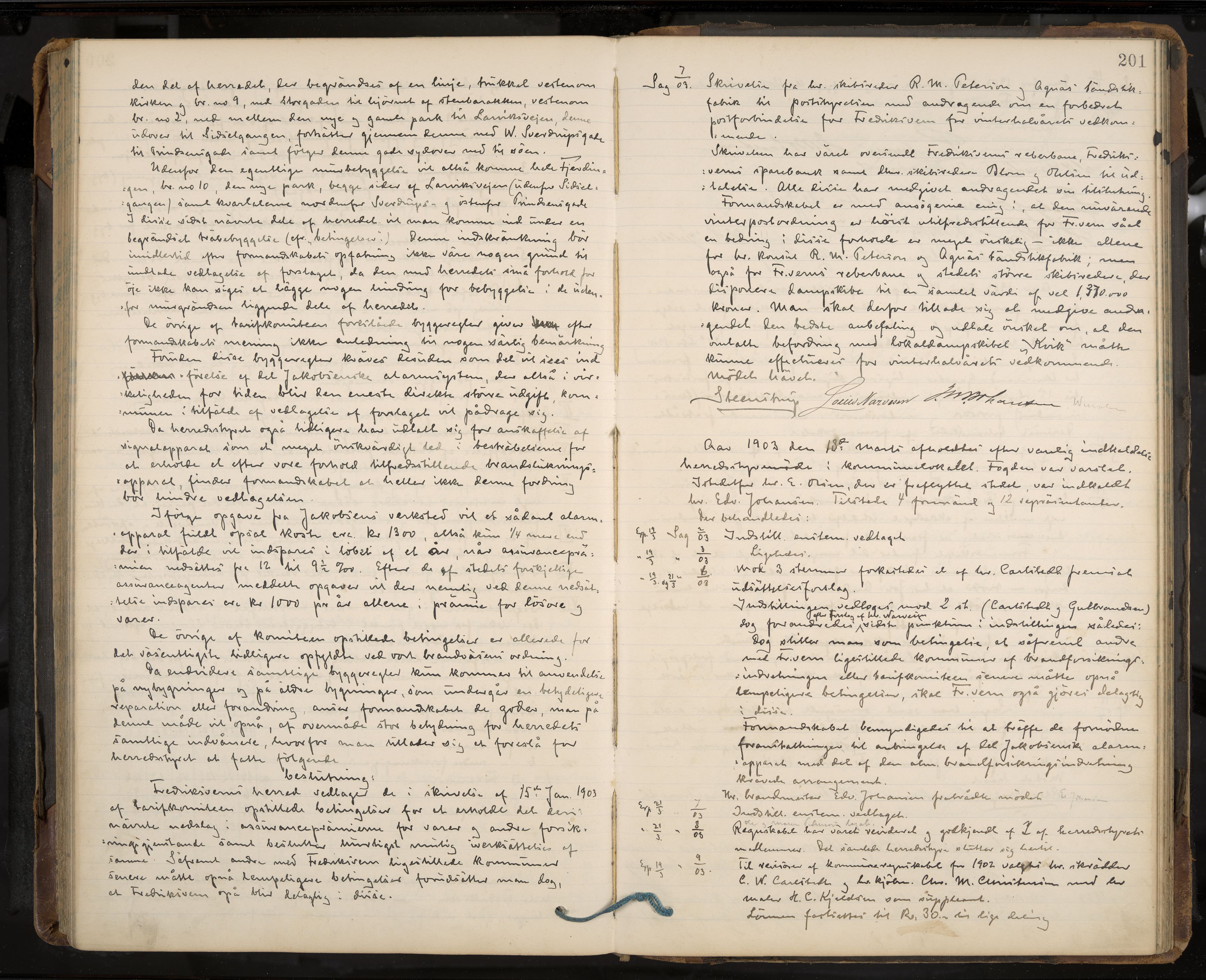 Stavern formannskap og sentraladministrasjon, IKAK/0708021/A/Aa/L0004: Møtebok med register, 1891-1905, p. 201