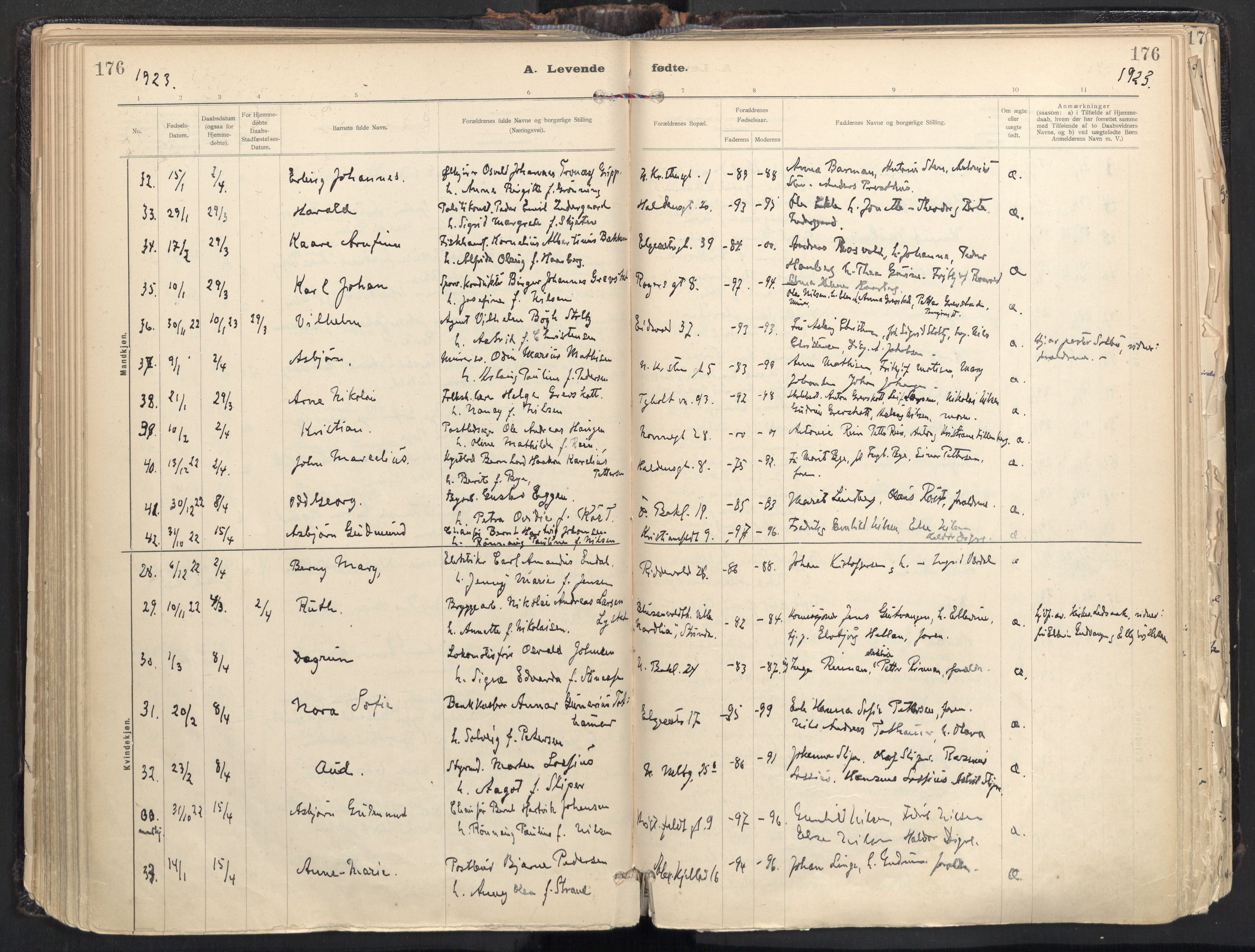 Ministerialprotokoller, klokkerbøker og fødselsregistre - Sør-Trøndelag, AV/SAT-A-1456/604/L0205: Parish register (official) no. 604A25, 1917-1932, p. 176