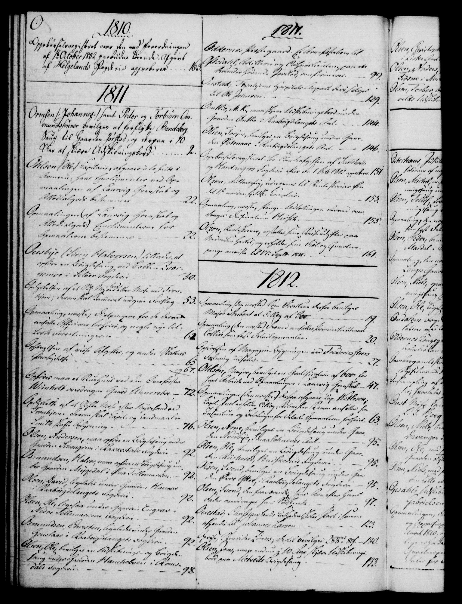 Rentekammeret, Kammerkanselliet, RA/EA-3111/G/Gf/Gfb/L0016: Register til norske relasjons- og resolusjonsprotokoller (merket RK 52.111), 1801-1814, p. 126