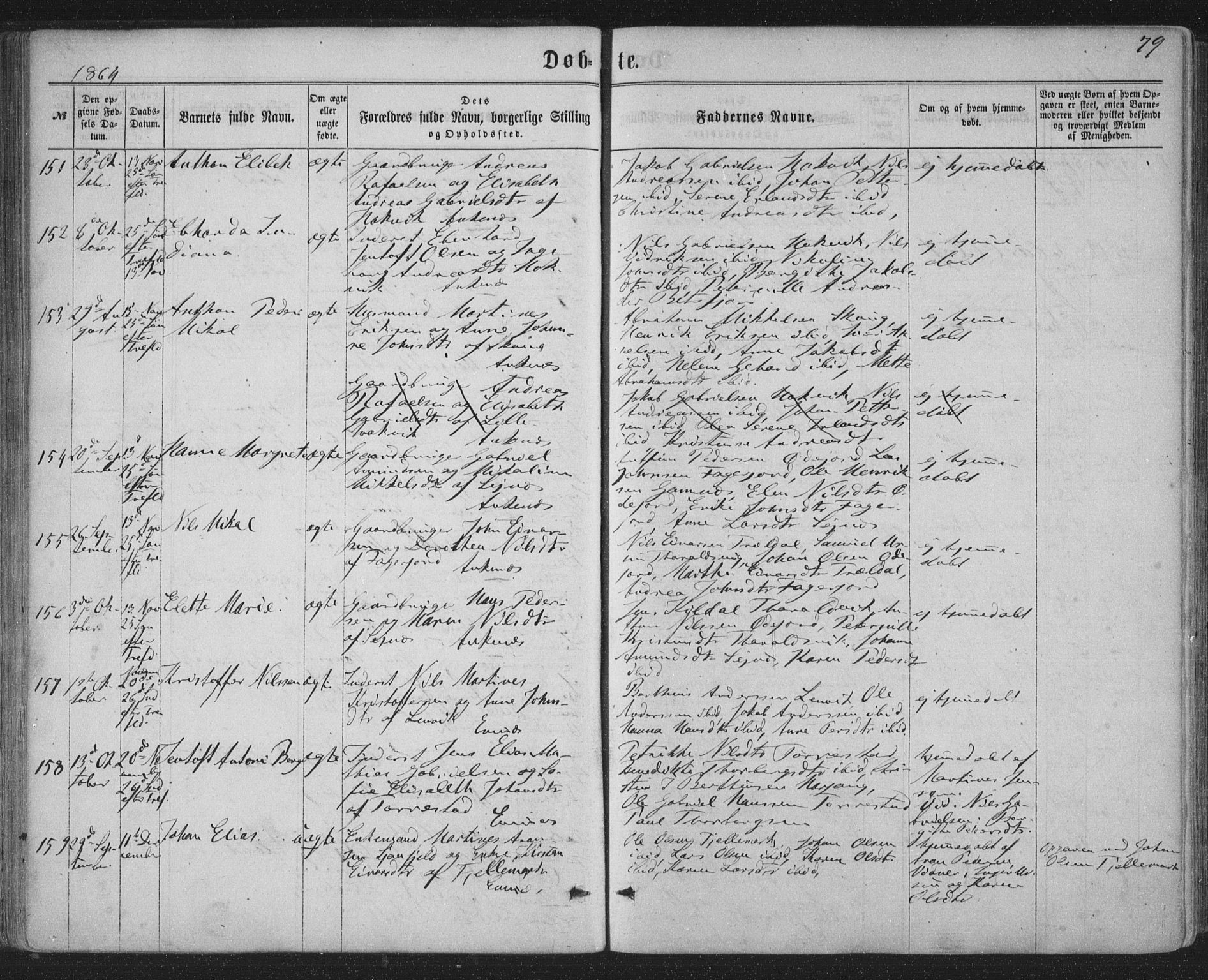 Ministerialprotokoller, klokkerbøker og fødselsregistre - Nordland, SAT/A-1459/863/L0896: Parish register (official) no. 863A08, 1861-1871, p. 79