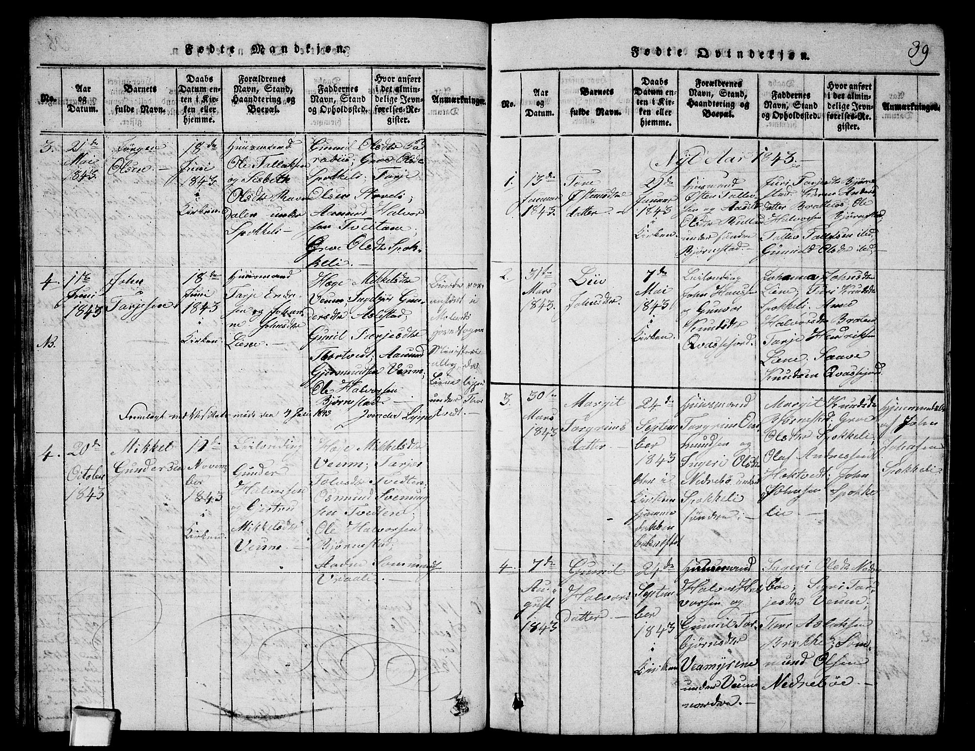 Fyresdal kirkebøker, AV/SAKO-A-263/G/Ga/L0003: Parish register (copy) no. I 3, 1815-1863, p. 39