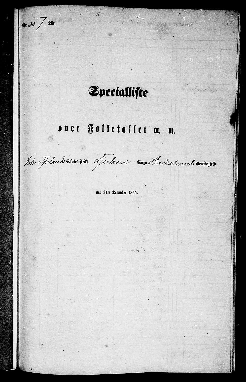 RA, 1865 census for Balestrand, 1865, p. 73