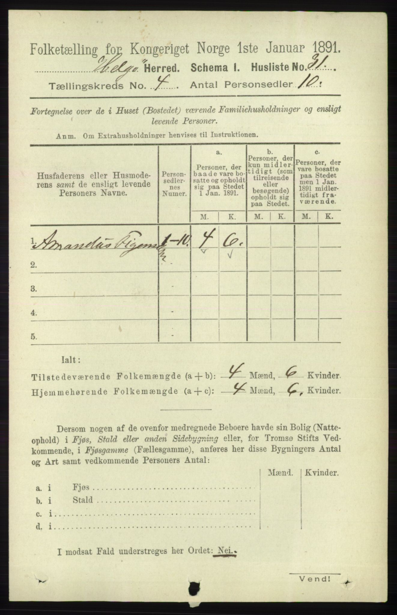 RA, 1891 census for 1935 Helgøy, 1891, p. 1007