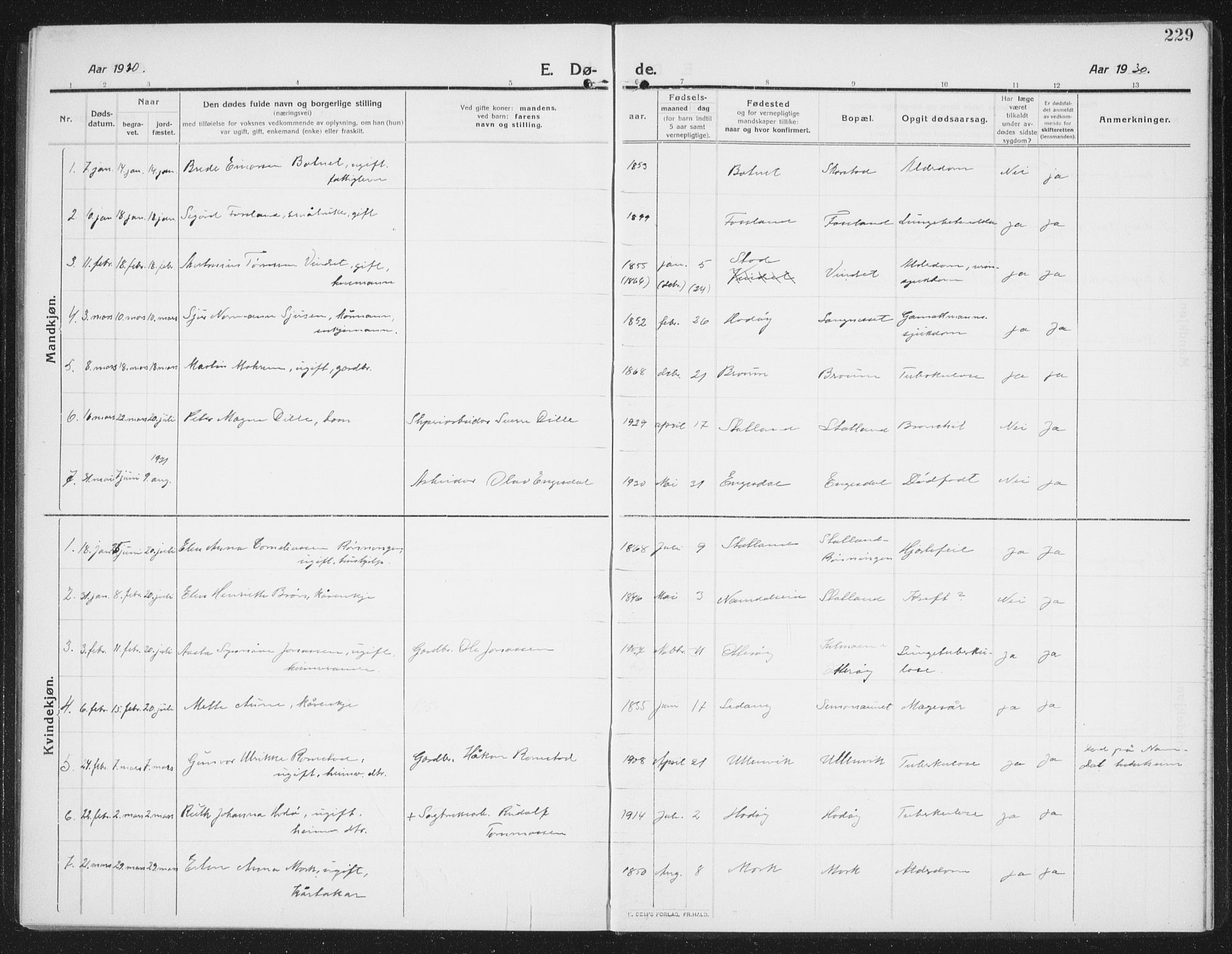 Ministerialprotokoller, klokkerbøker og fødselsregistre - Nord-Trøndelag, AV/SAT-A-1458/774/L0630: Parish register (copy) no. 774C01, 1910-1934, p. 229