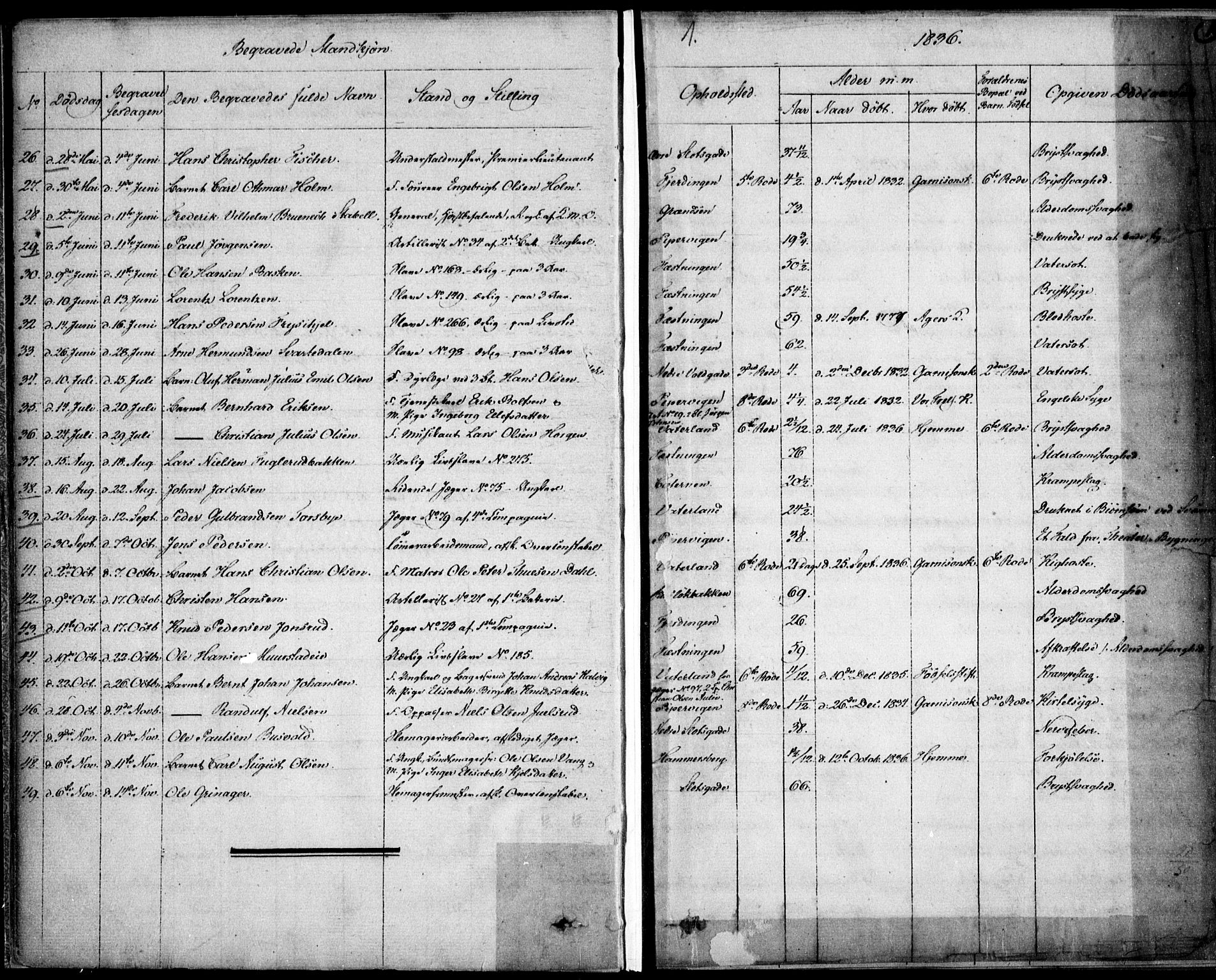 Garnisonsmenigheten Kirkebøker, AV/SAO-A-10846/F/Fa/L0007: Parish register (official) no. 7, 1828-1881, p. 19