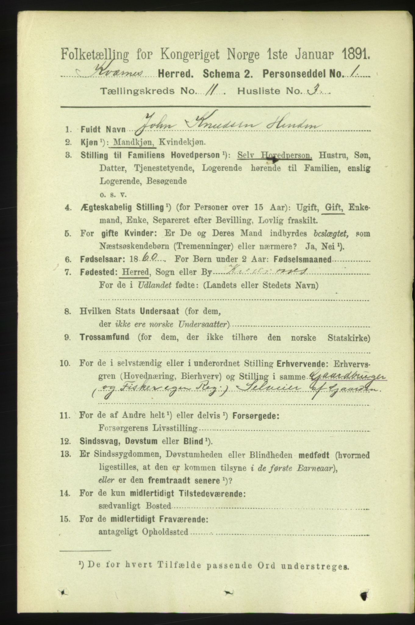 RA, 1891 census for 1553 Kvernes, 1891, p. 4822