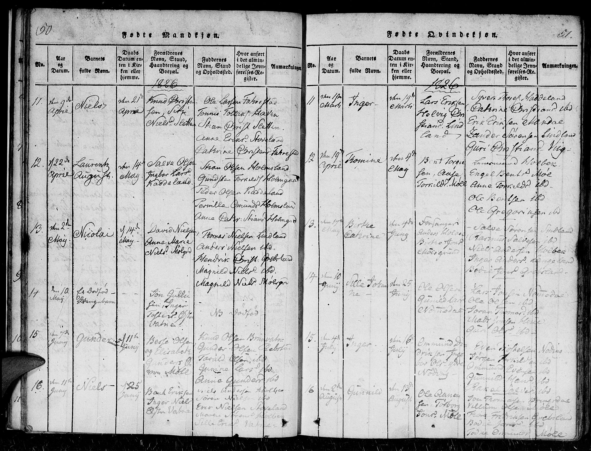 Holum sokneprestkontor, AV/SAK-1111-0022/F/Fa/Faa/L0004: Parish register (official) no. A 4, 1820-1849, p. 50-51