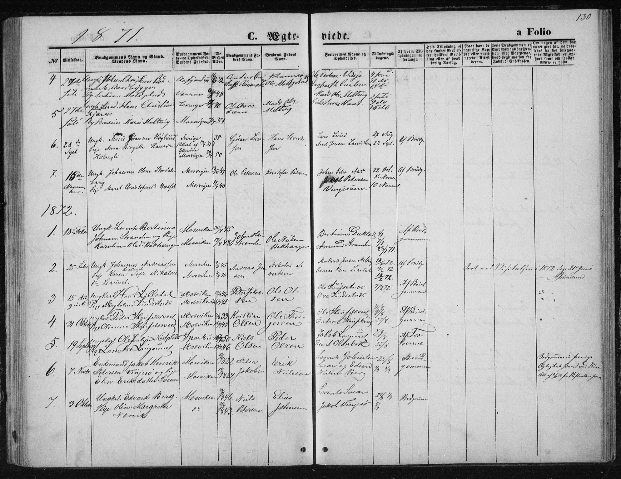 Ministerialprotokoller, klokkerbøker og fødselsregistre - Nord-Trøndelag, SAT/A-1458/733/L0324: Parish register (official) no. 733A03, 1870-1883, p. 130