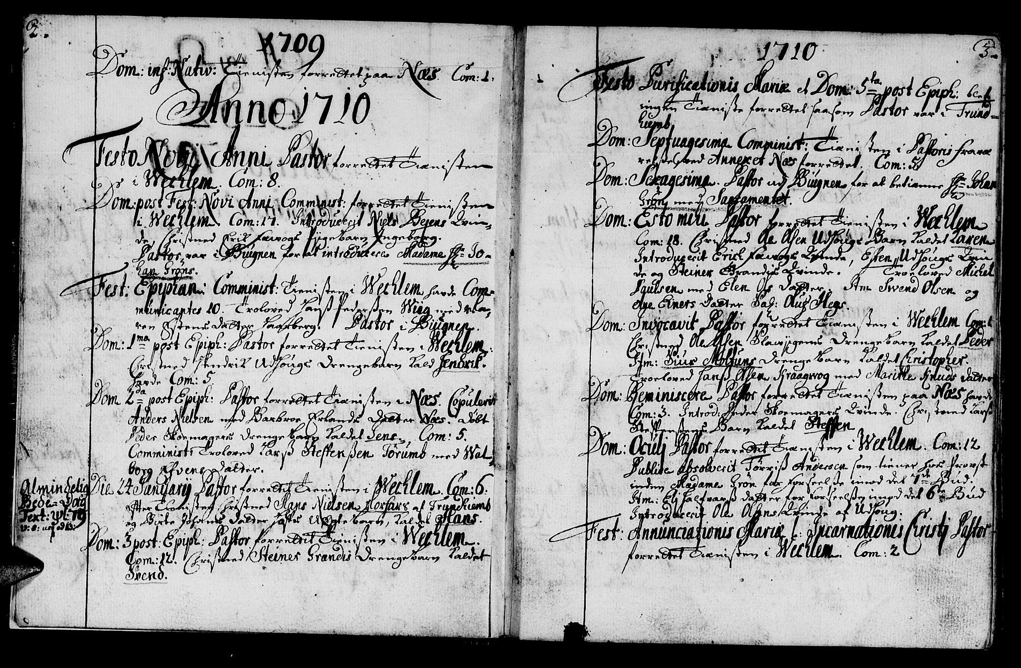 Ministerialprotokoller, klokkerbøker og fødselsregistre - Sør-Trøndelag, SAT/A-1456/659/L0731: Parish register (official) no. 659A01, 1709-1731, p. 2-3