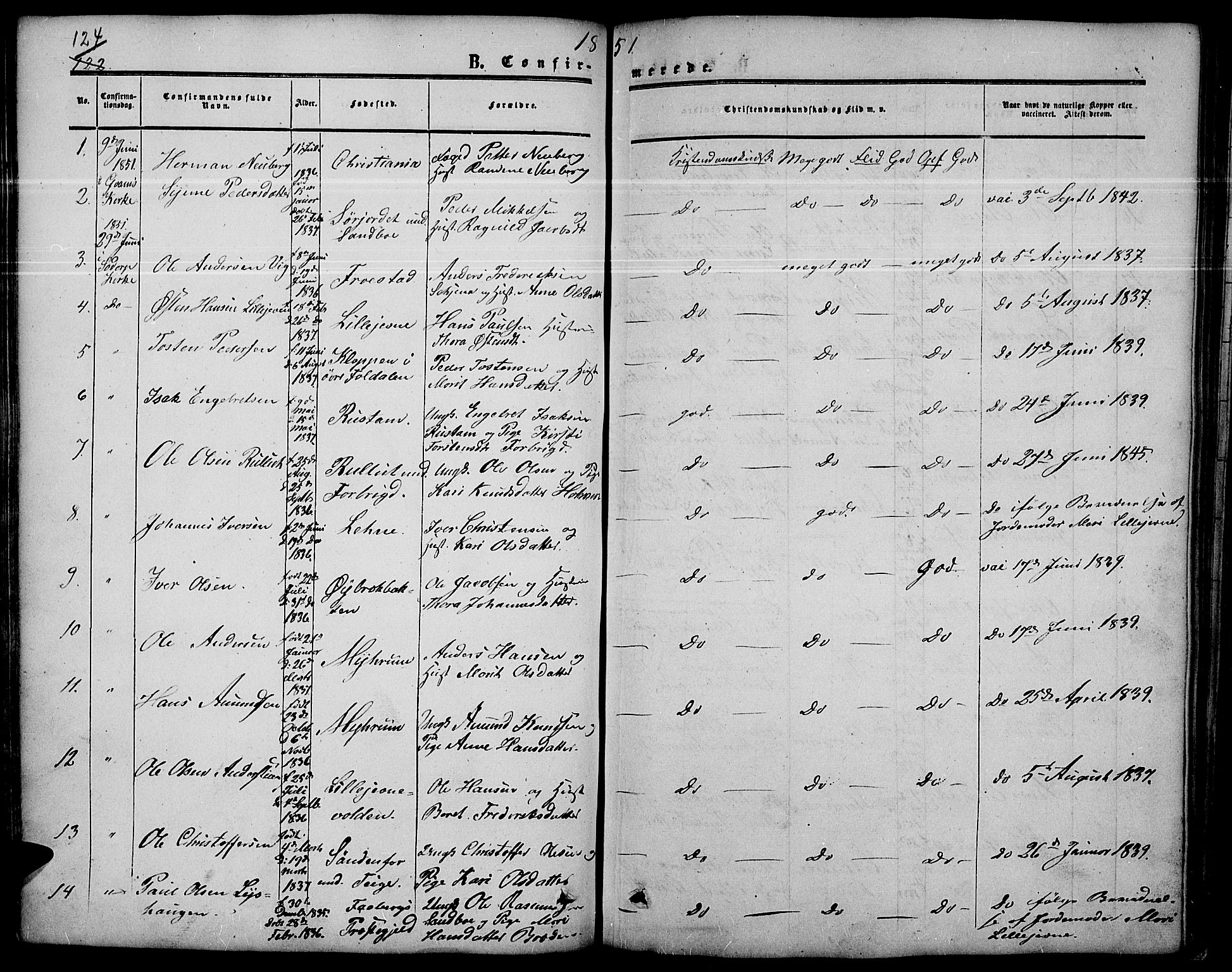 Nord-Fron prestekontor, SAH/PREST-080/H/Ha/Hab/L0003: Parish register (copy) no. 3, 1851-1886, p. 124