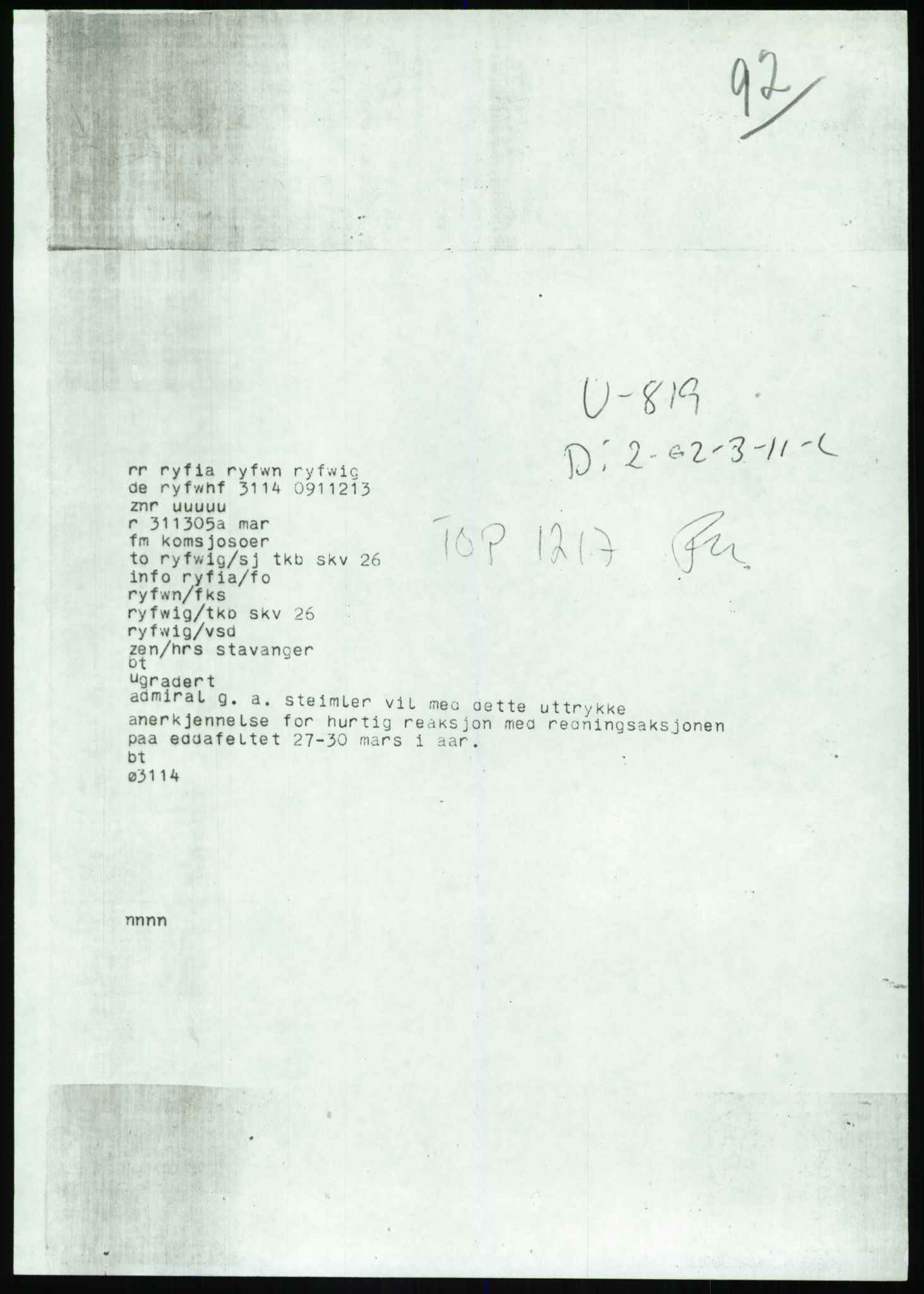 Justisdepartementet, Granskningskommisjonen ved Alexander Kielland-ulykken 27.3.1980, AV/RA-S-1165/D/L0017: P Hjelpefartøy (Doku.liste + P1-P6 av 6)/Q Hovedredningssentralen (Q0-Q27 av 27), 1980-1981, p. 242