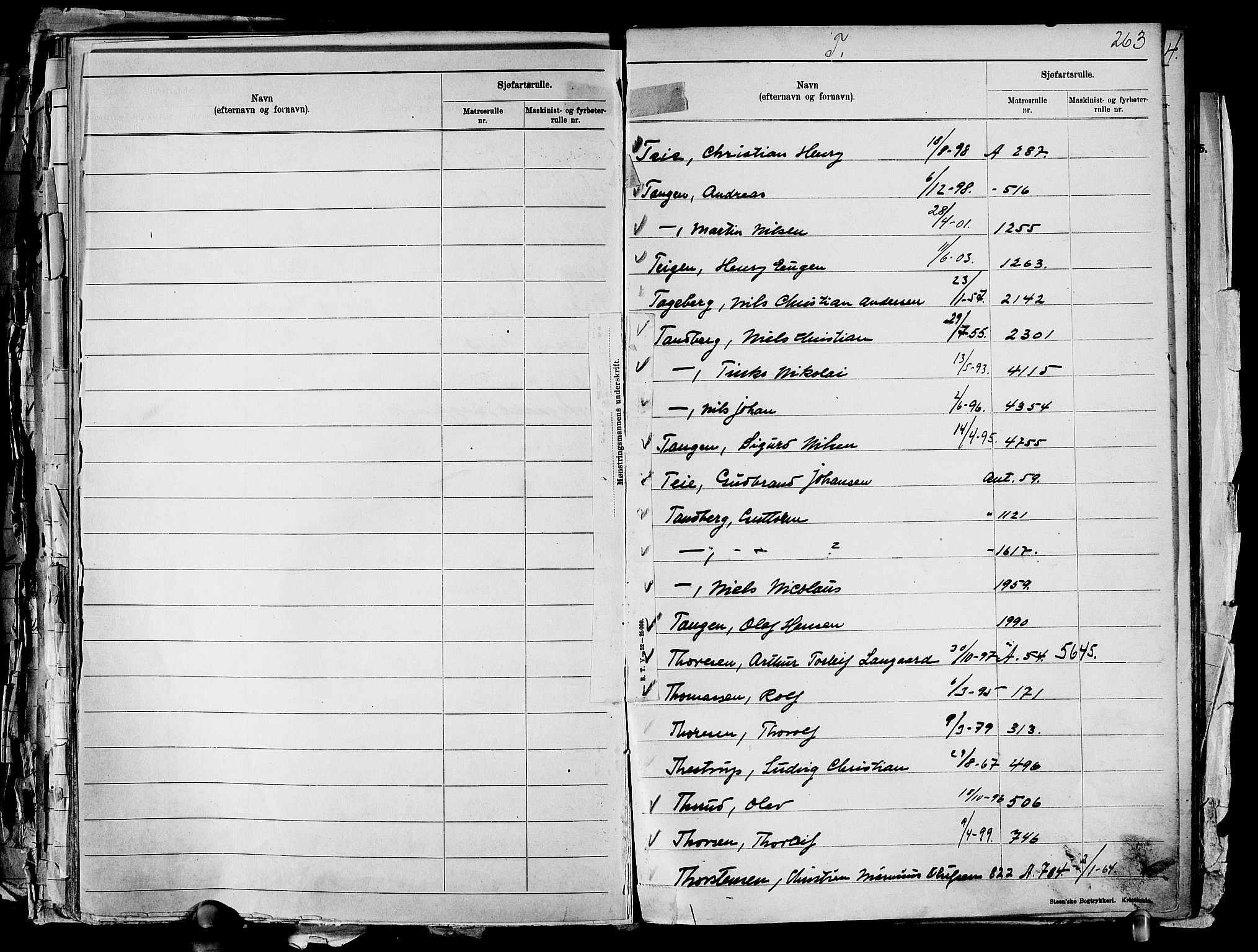 Drammen innrulleringsdistrikt, SAKO/A-781/G/Ga/L0001: Navneregister til rullene, 1860-1948, p. 286