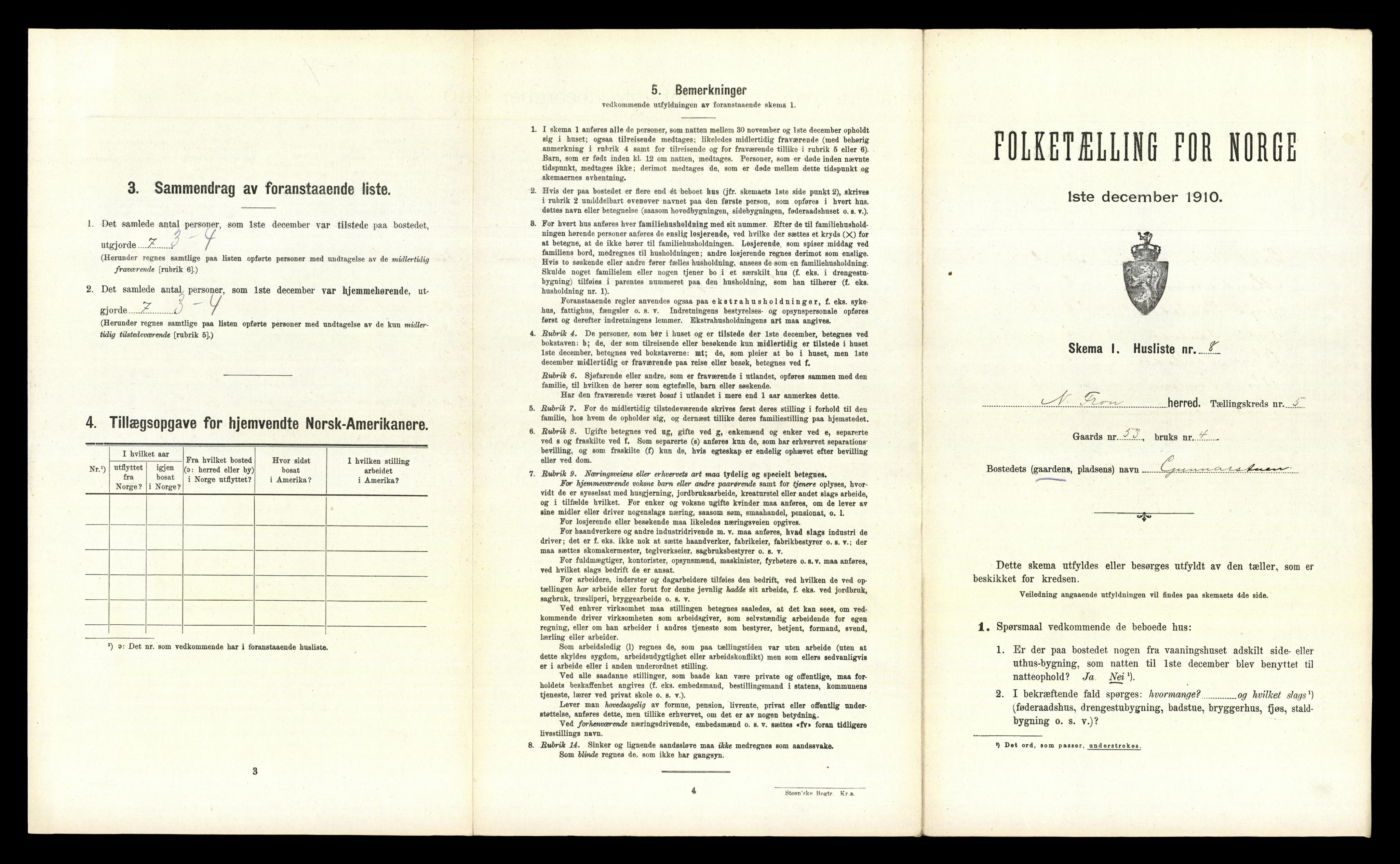 RA, 1910 census for Nord-Fron, 1910, p. 584