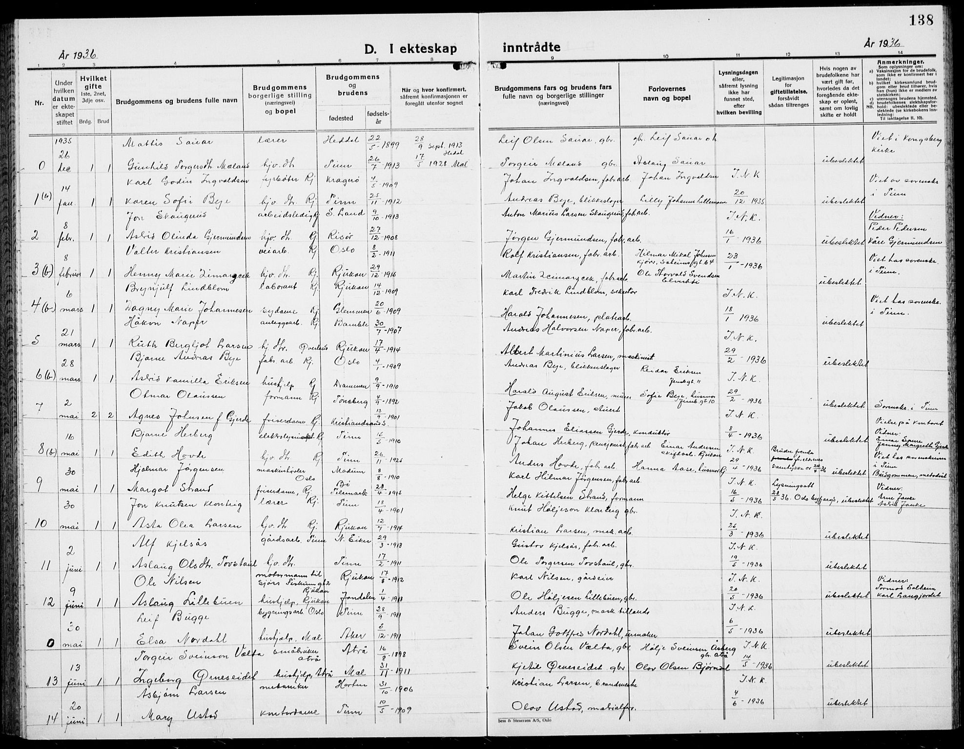 Rjukan kirkebøker, AV/SAKO-A-294/G/Ga/L0005: Parish register (copy) no. 5, 1928-1937, p. 138