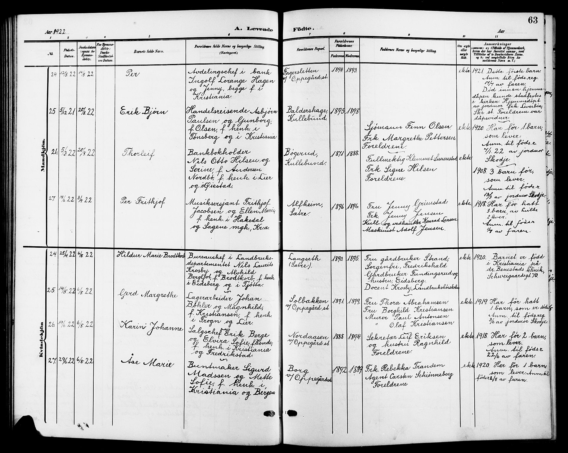 Nesodden prestekontor Kirkebøker, AV/SAO-A-10013/G/Gb/L0001: Parish register (copy) no. II 1, 1905-1924, p. 63