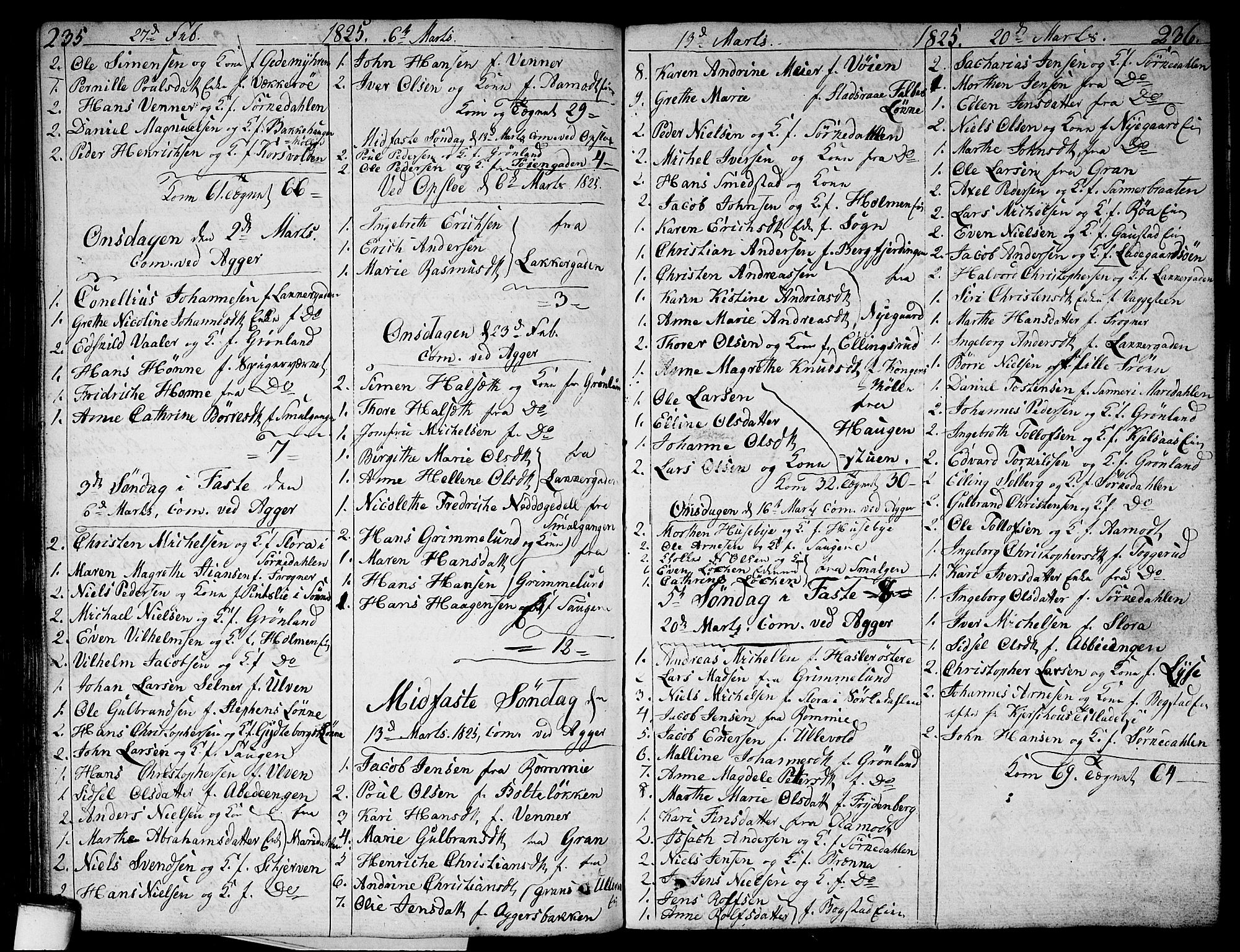 Aker prestekontor kirkebøker, SAO/A-10861/G/L0003: Parish register (copy) no. 3, 1819-1836, p. 235-236