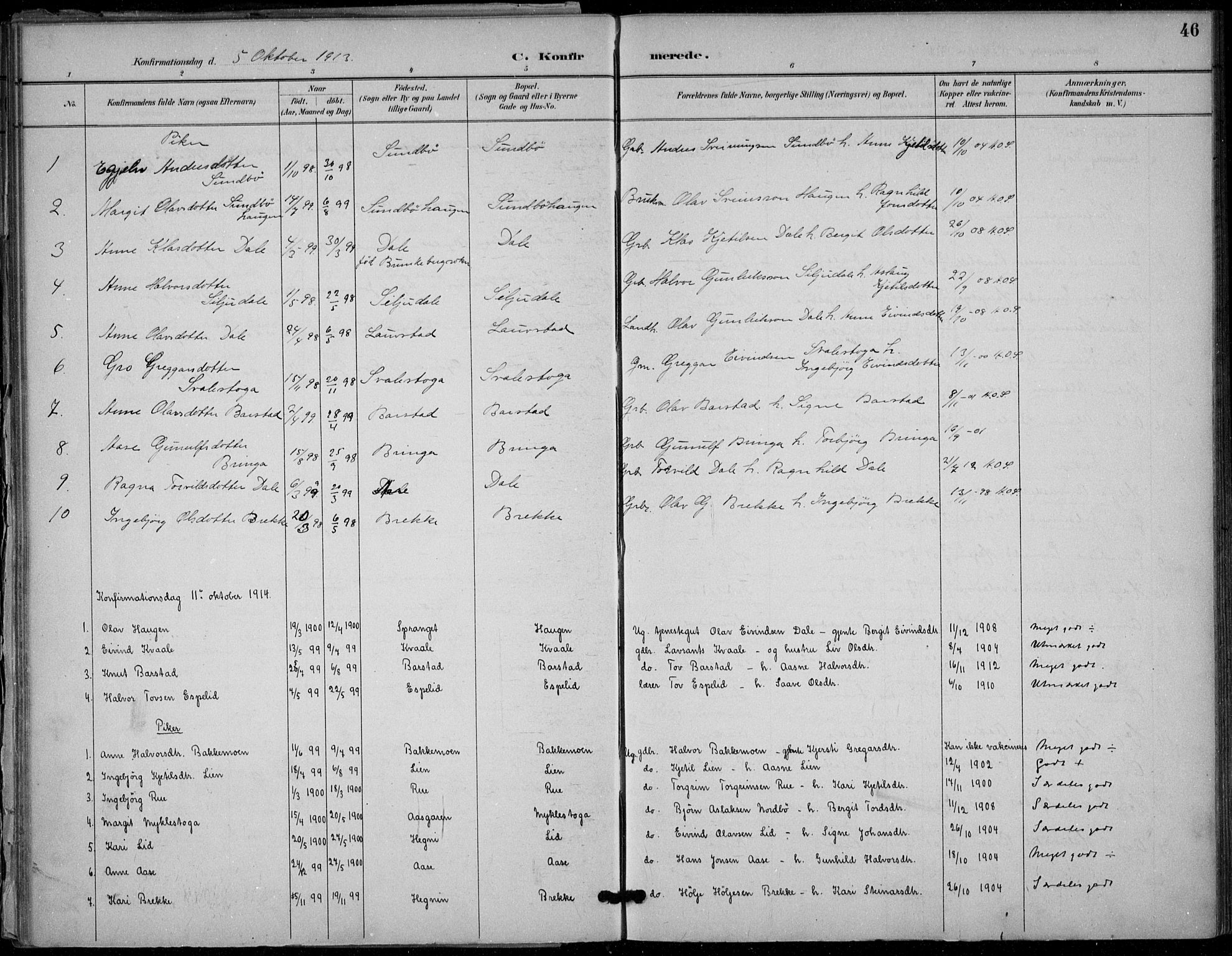 Seljord kirkebøker, SAKO/A-20/F/Fb/L0002: Parish register (official) no. II 2, 1887-1917, p. 46