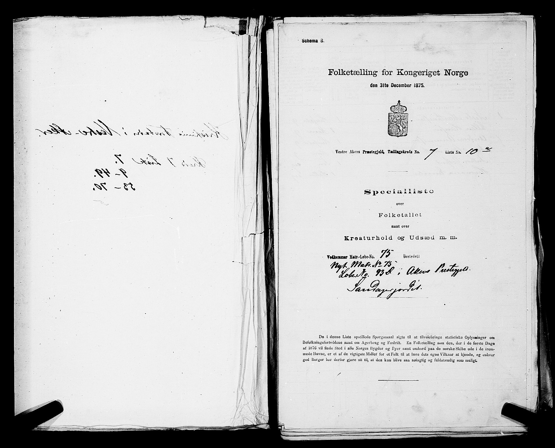 RA, 1875 census for 0218aP Vestre Aker, 1875, p. 1165