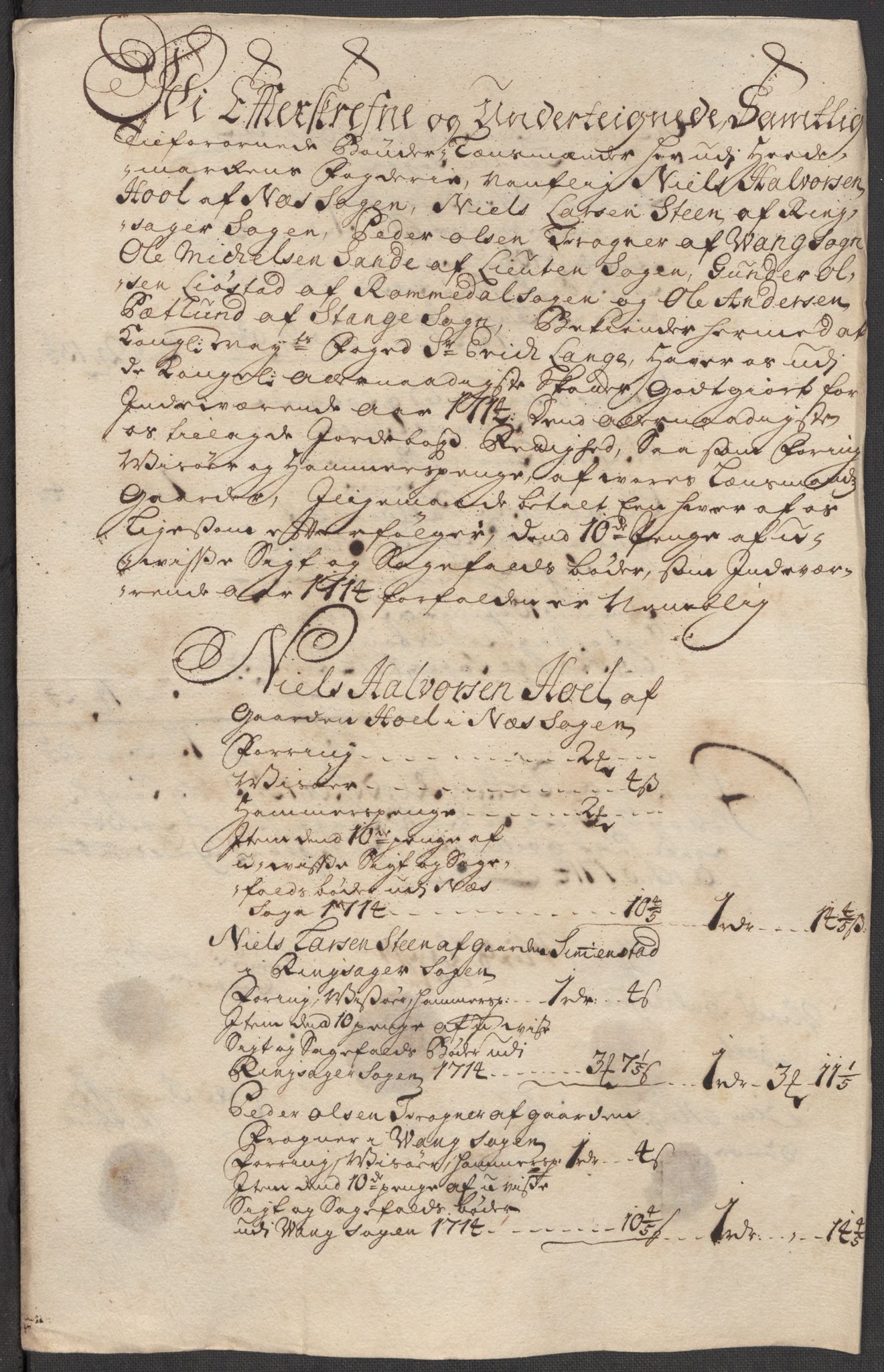 Rentekammeret inntil 1814, Reviderte regnskaper, Fogderegnskap, RA/EA-4092/R16/L1051: Fogderegnskap Hedmark, 1714, p. 312