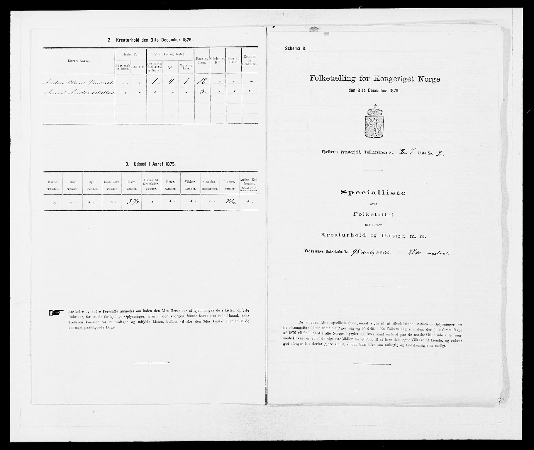 SAB, 1875 census for 1213P Fjelberg, 1875, p. 726