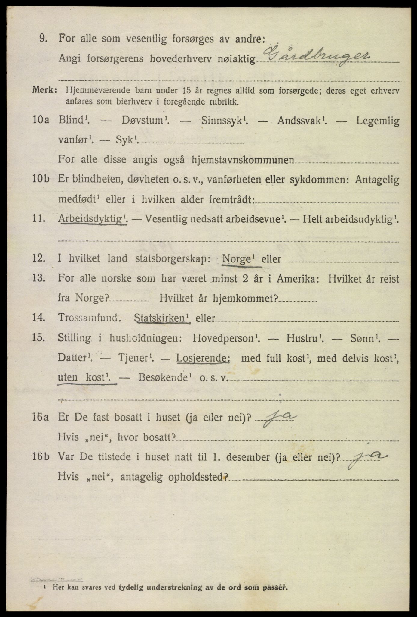SAK, 1920 census for Hornnes, 1920, p. 1852