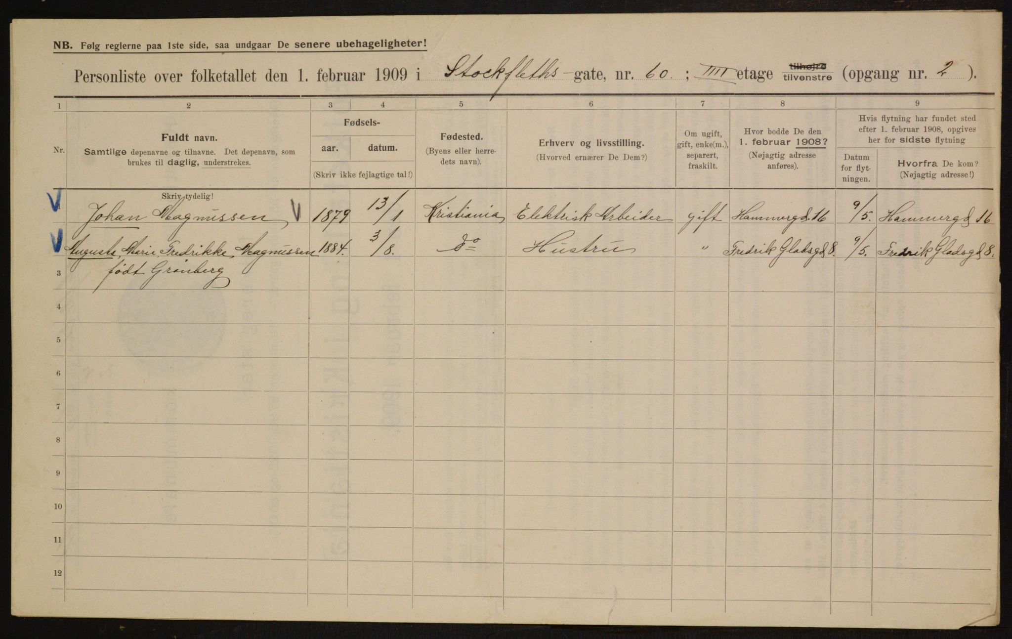 OBA, Municipal Census 1909 for Kristiania, 1909, p. 92583