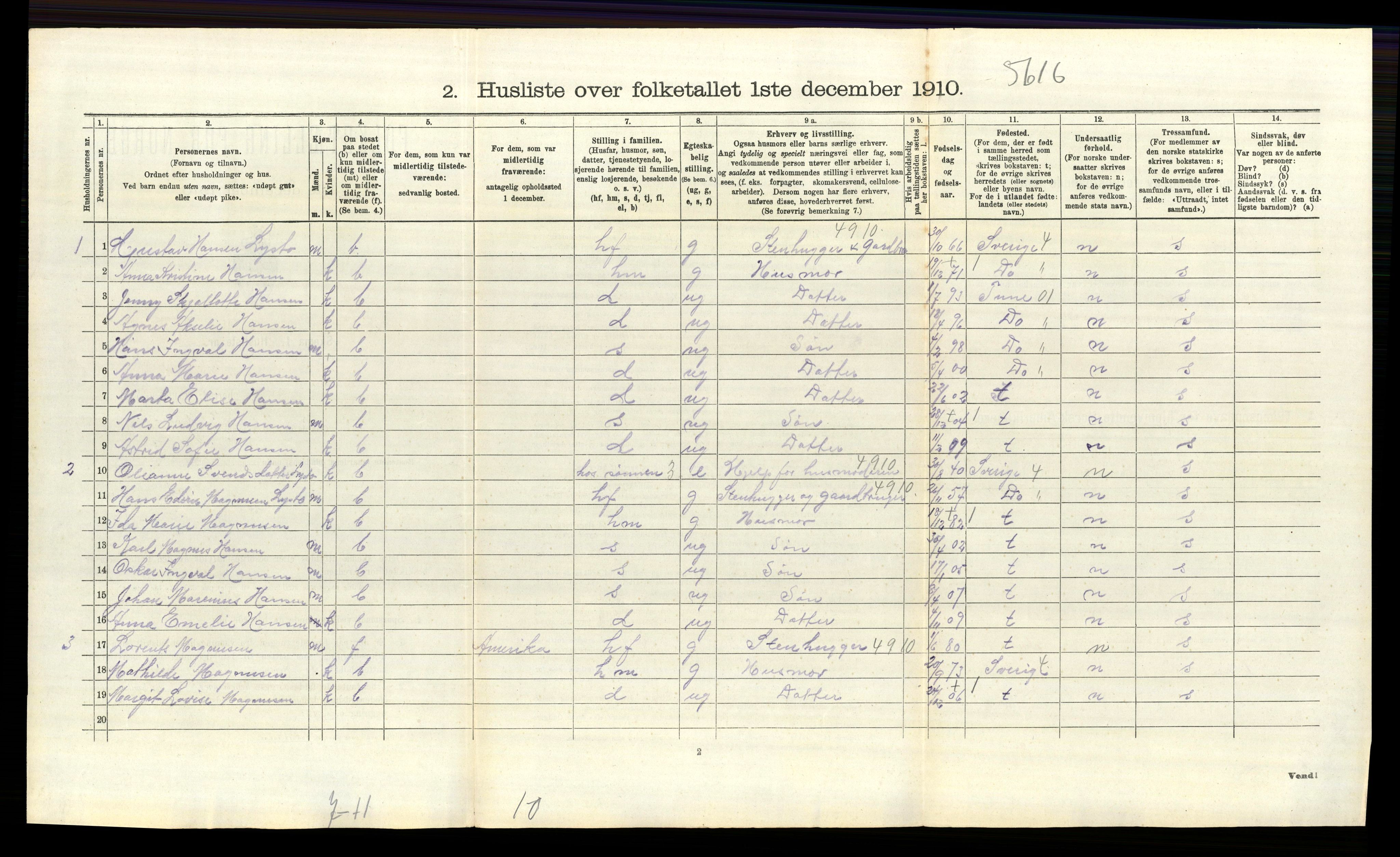 RA, 1910 census for Idd, 1910, p. 1479