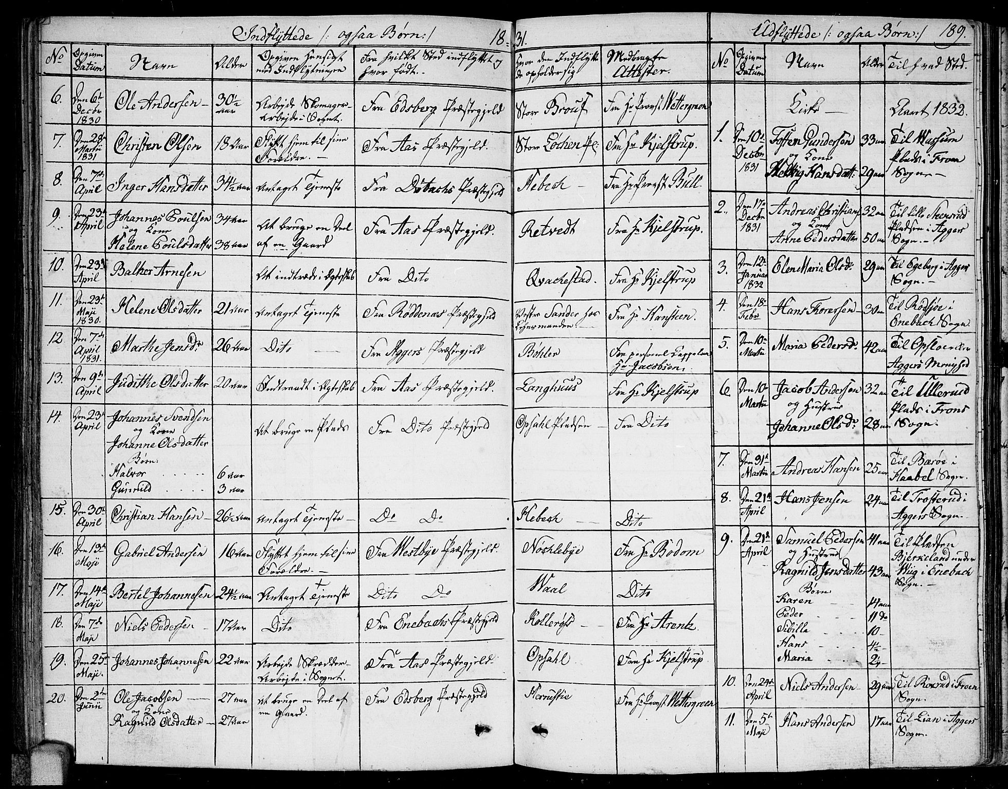 Kråkstad prestekontor Kirkebøker, AV/SAO-A-10125a/F/Fa/L0004: Parish register (official) no. I 4, 1825-1837, p. 189