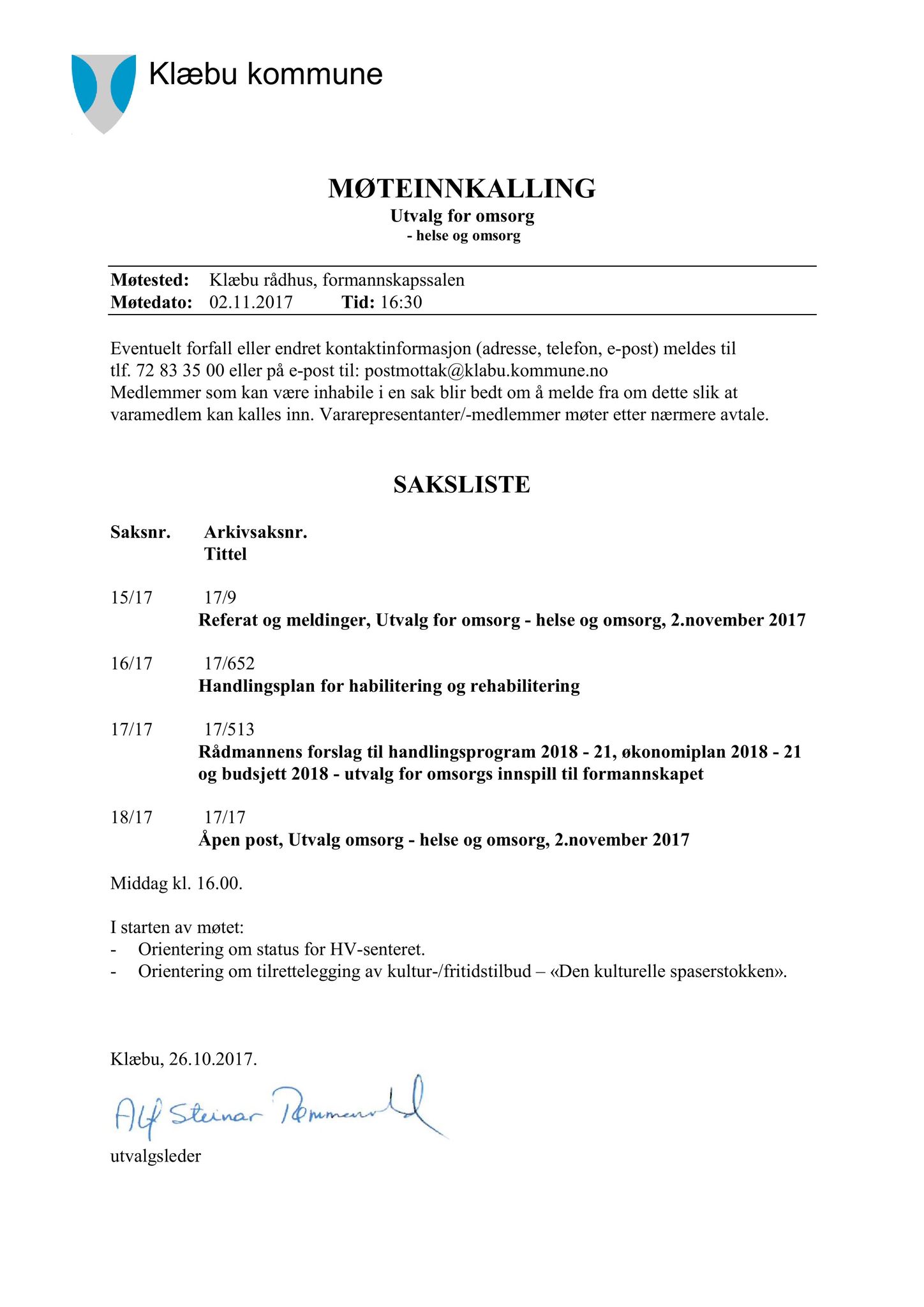 Klæbu Kommune, TRKO/KK/05-UOm/L008: Utvalg for omsorg - Møtedokumenter, 2017, p. 180