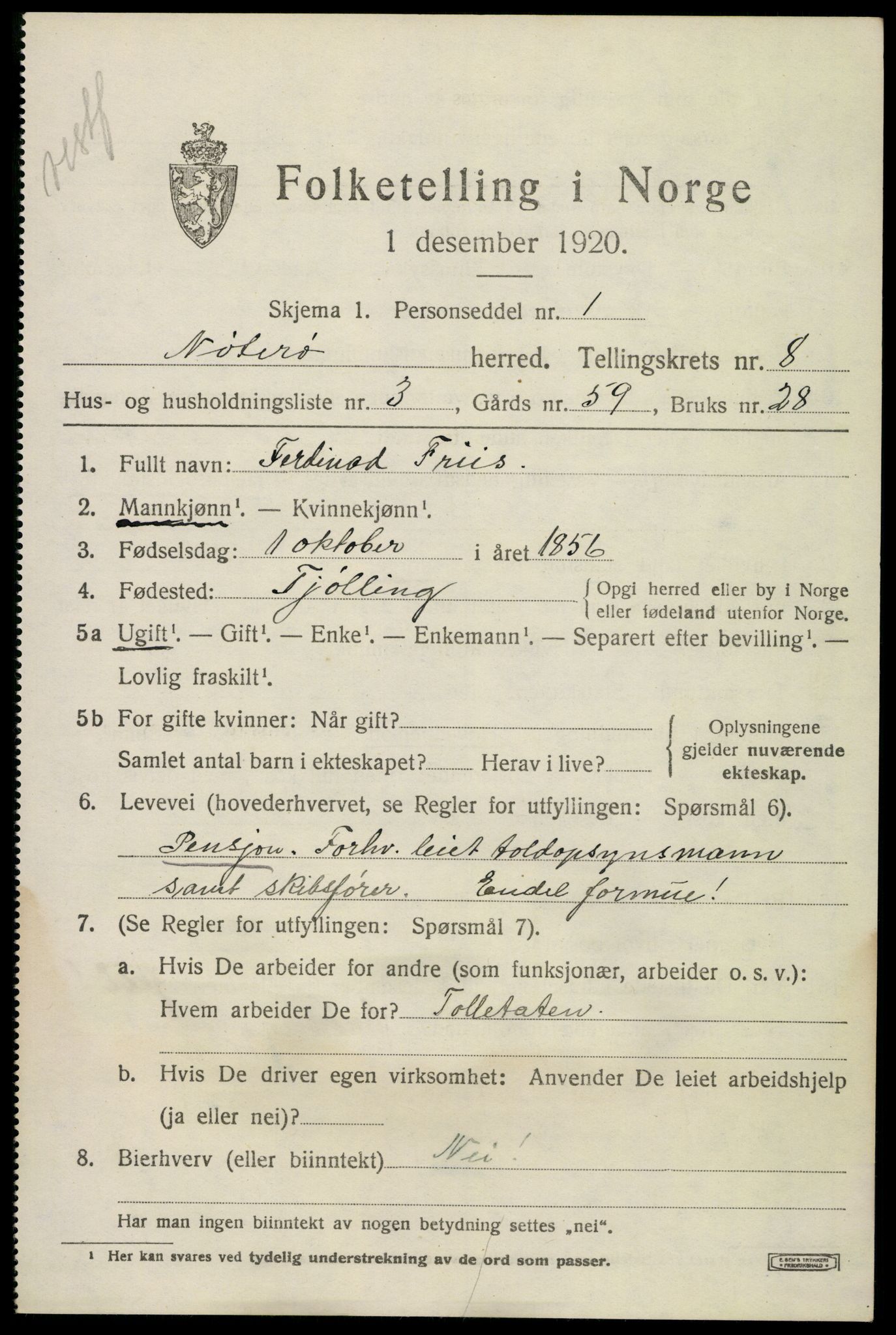 SAKO, 1920 census for Nøtterøy, 1920, p. 10435