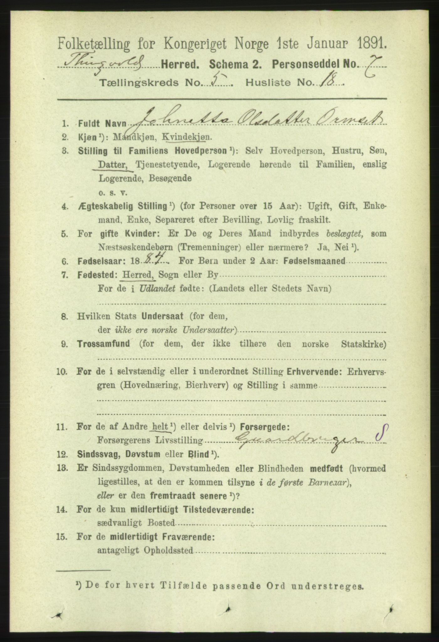 RA, 1891 census for 1560 Tingvoll, 1891, p. 2169