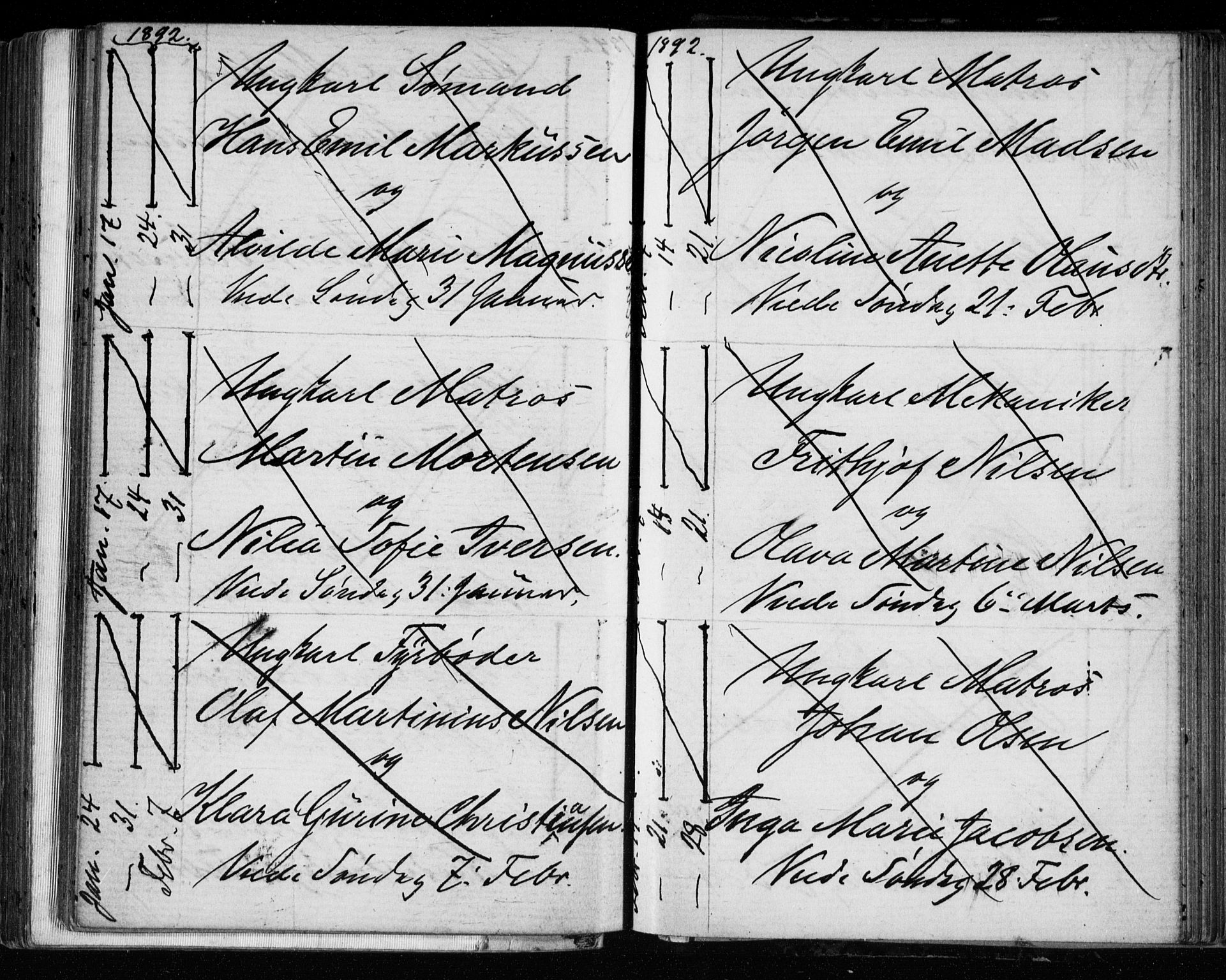 Bragernes kirkebøker, AV/SAKO-A-6/H/Ha/L0006: Banns register no. 6, 1873-1896