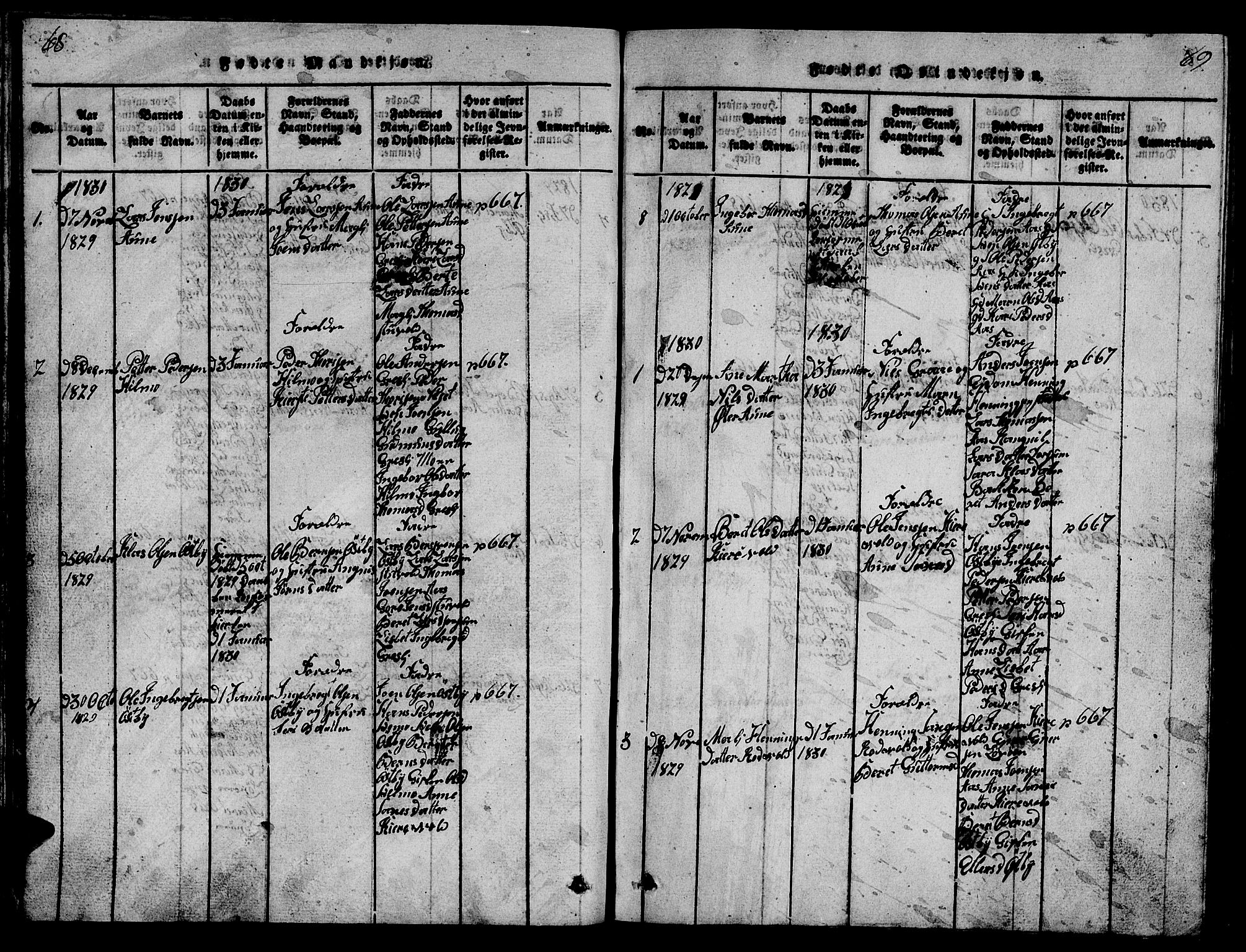 Ministerialprotokoller, klokkerbøker og fødselsregistre - Sør-Trøndelag, SAT/A-1456/698/L1164: Parish register (copy) no. 698C01, 1816-1861, p. 68-69