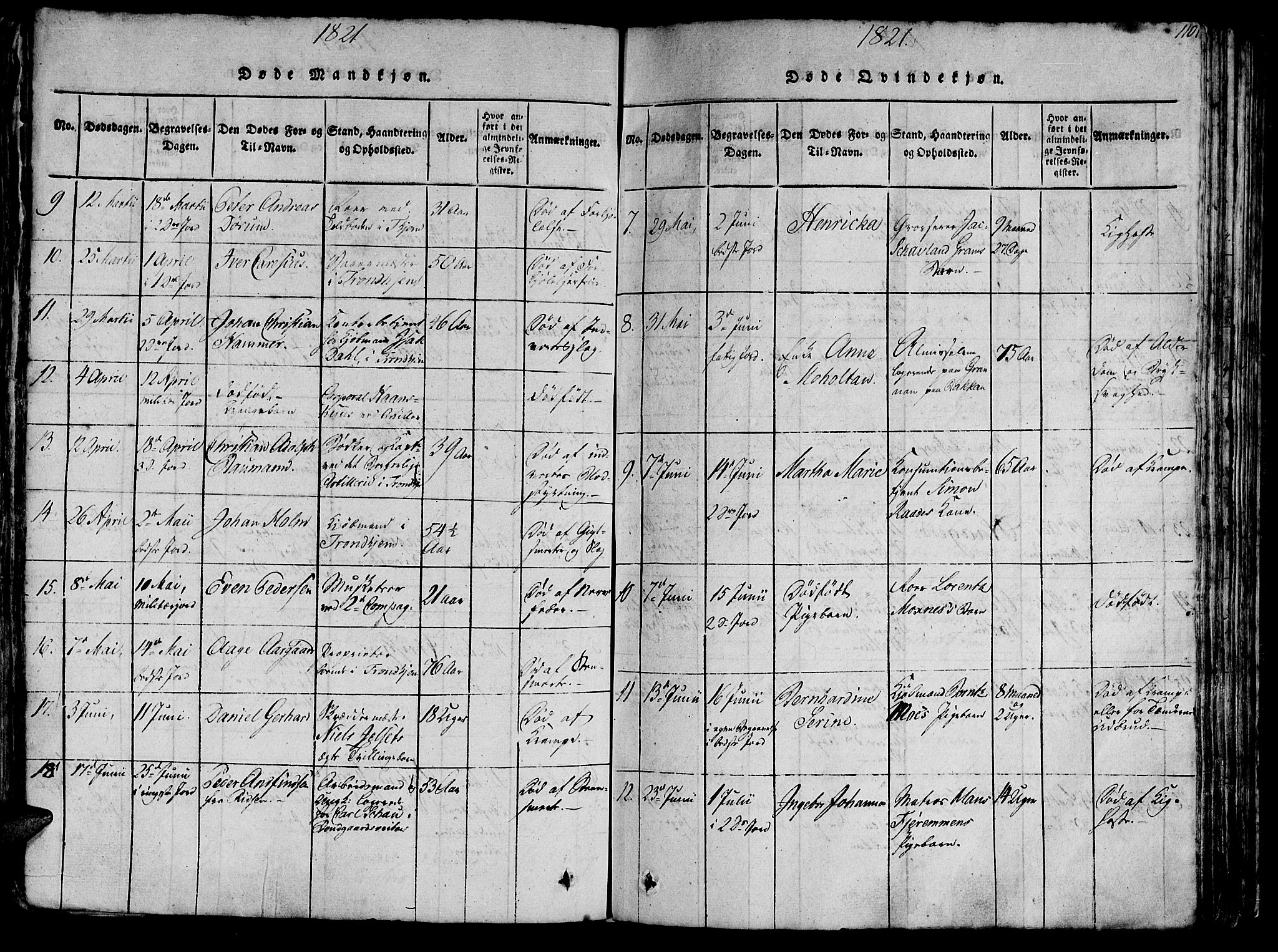 Ministerialprotokoller, klokkerbøker og fødselsregistre - Sør-Trøndelag, AV/SAT-A-1456/602/L0135: Parish register (copy) no. 602C03, 1815-1832, p. 110