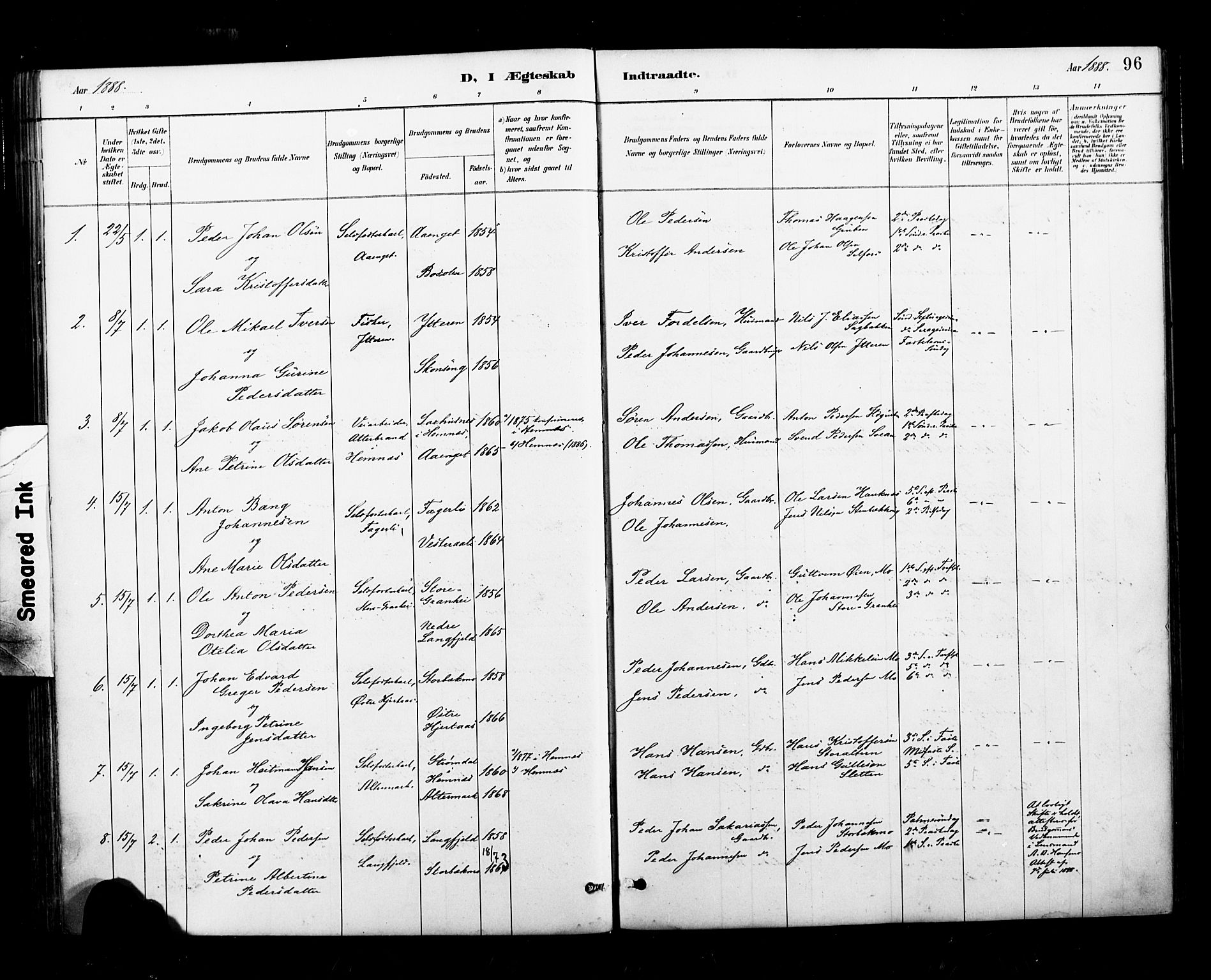 Ministerialprotokoller, klokkerbøker og fødselsregistre - Nordland, AV/SAT-A-1459/827/L0401: Parish register (official) no. 827A13, 1887-1905, p. 96