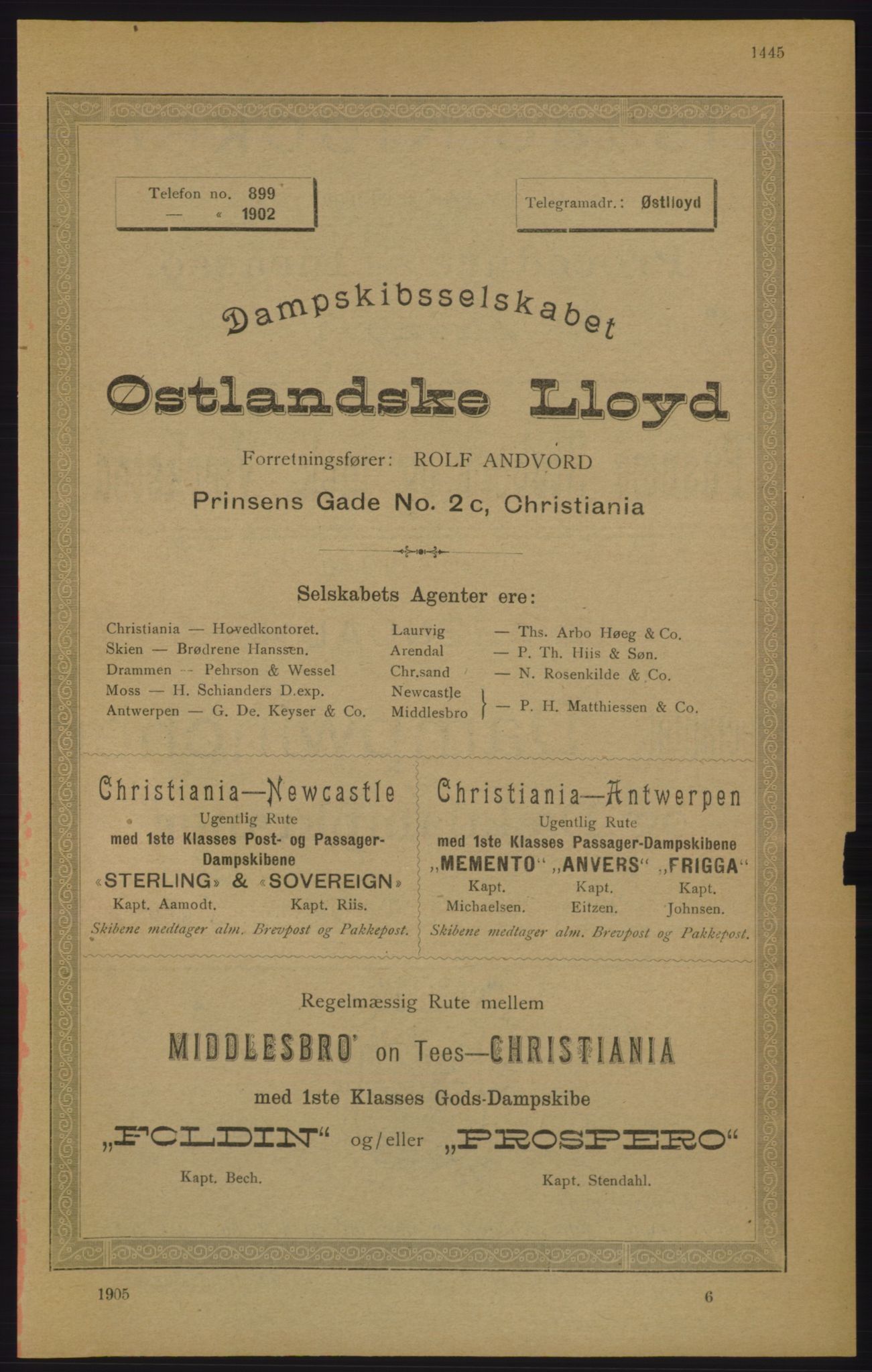 Kristiania/Oslo adressebok, PUBL/-, 1905, p. 1445