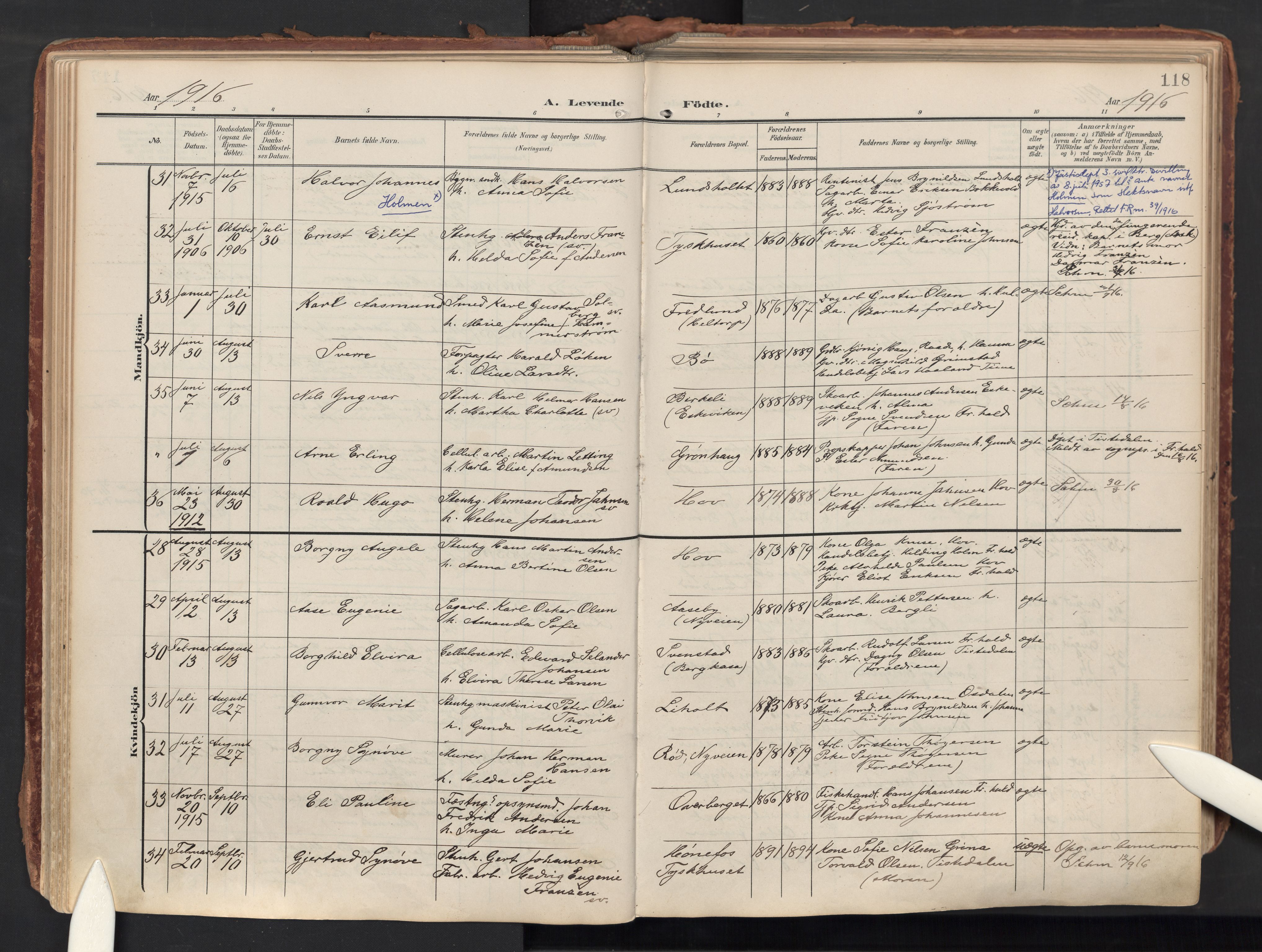 Idd prestekontor Kirkebøker, SAO/A-10911/F/Fc/L0007: Parish register (official) no. III 7, 1904-1925, p. 118
