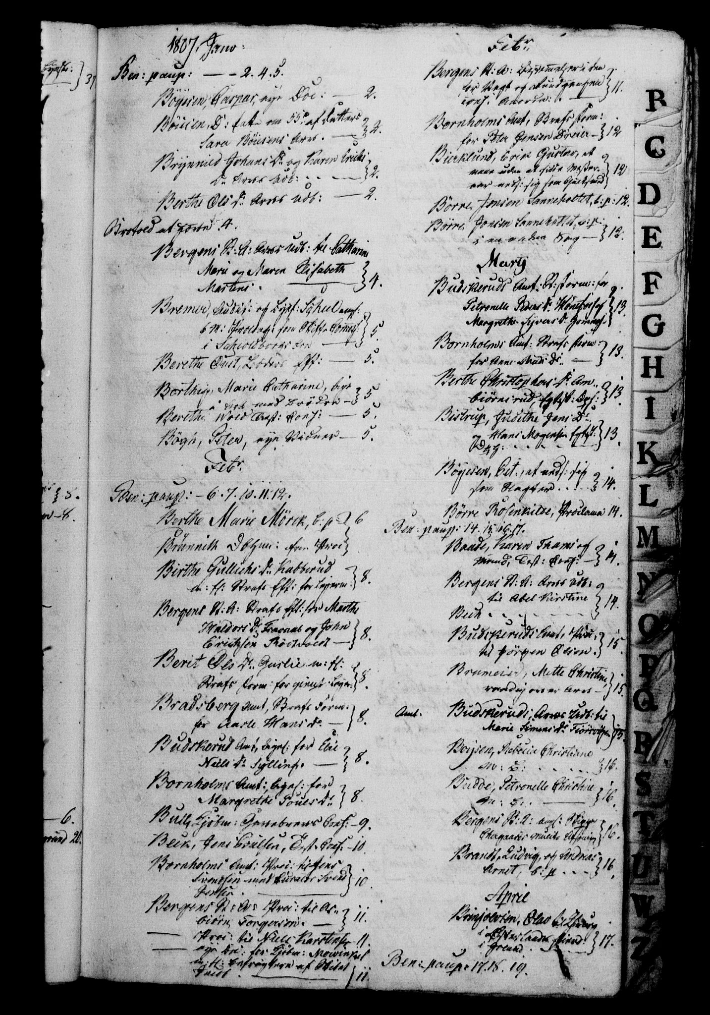 Danske Kanselli 1800-1814, AV/RA-EA-3024/H/Hf/Hfb/Hfbc/L0008: Underskrivelsesbok m. register, 1807
