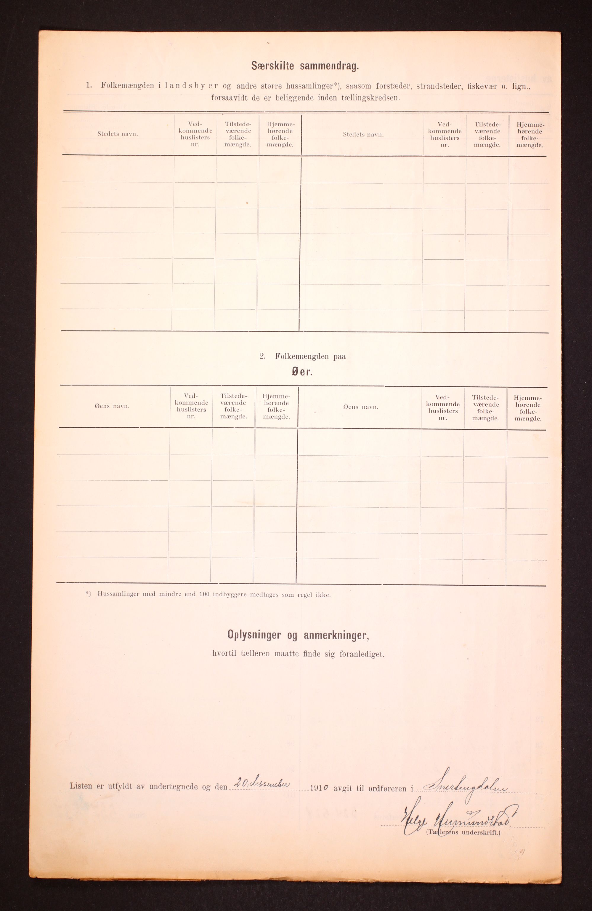 RA, 1910 census for Snertingdal, 1910, p. 9