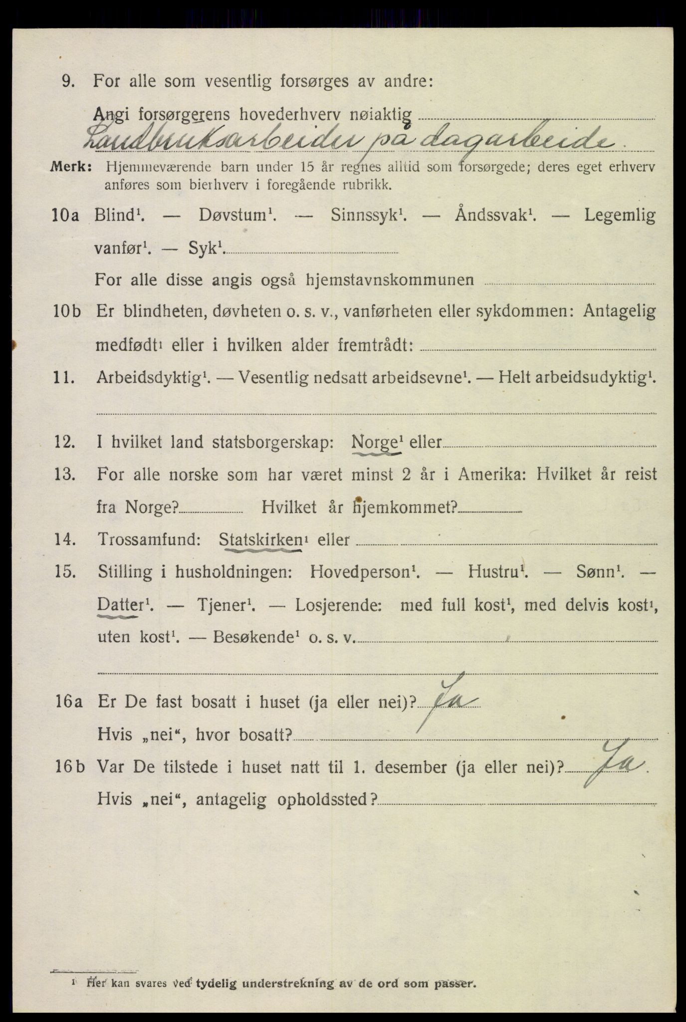 SAH, 1920 census for Snertingdal, 1920, p. 962